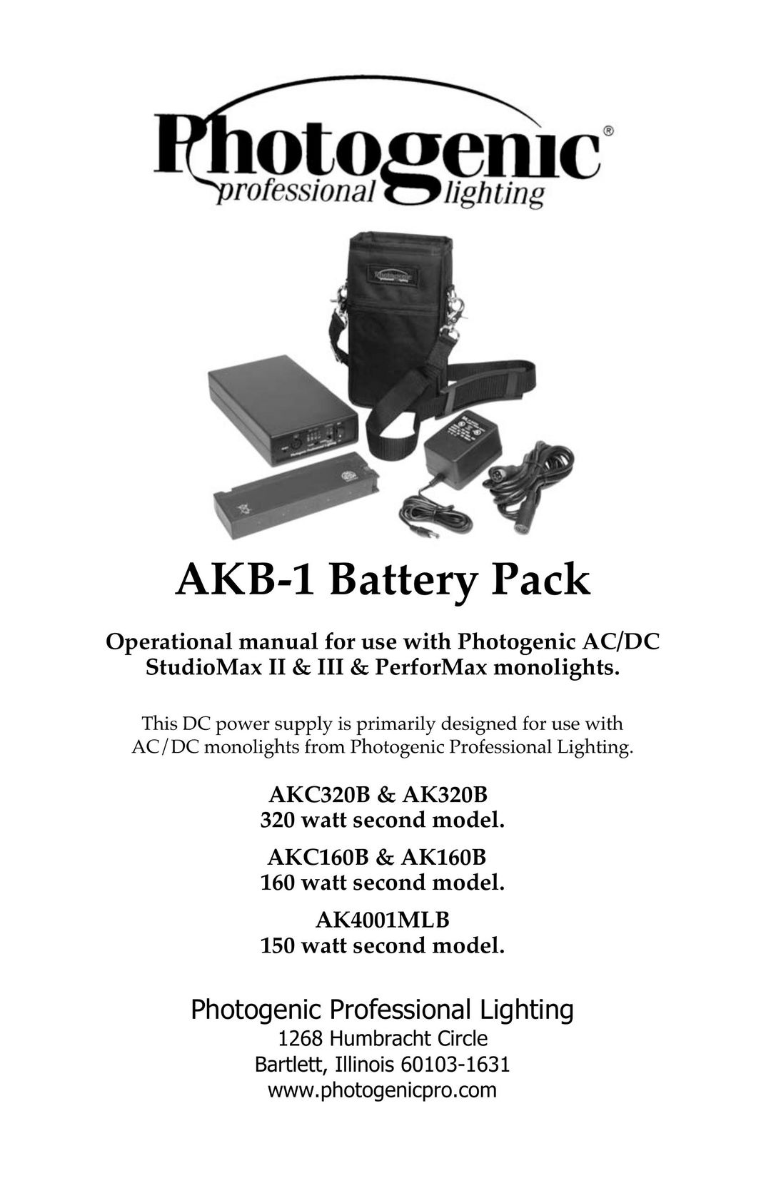 Photogenic Professional Lighting AKB-1 Battery Charger User Manual