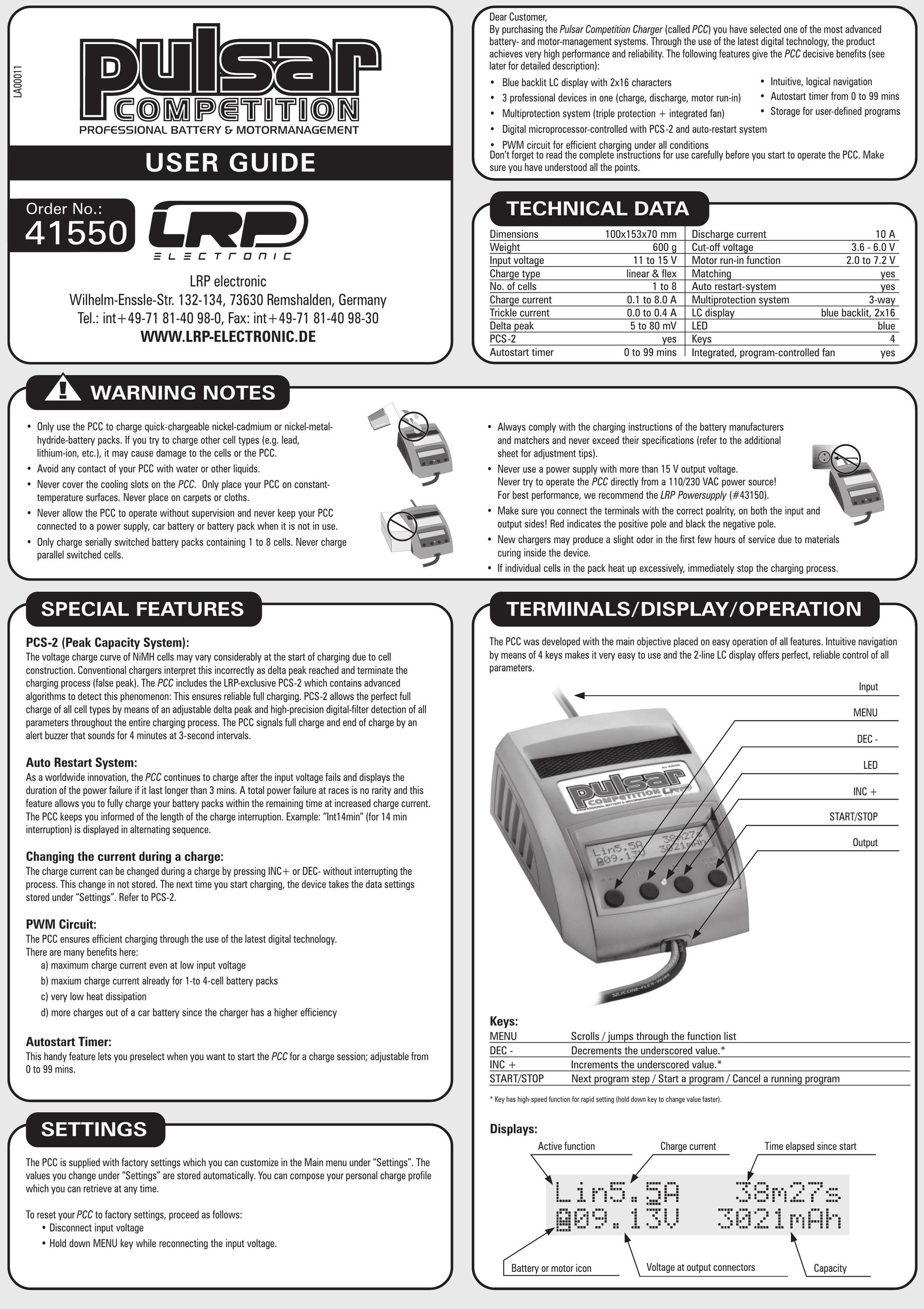 Pulsar LA00011 Battery Charger User Manual