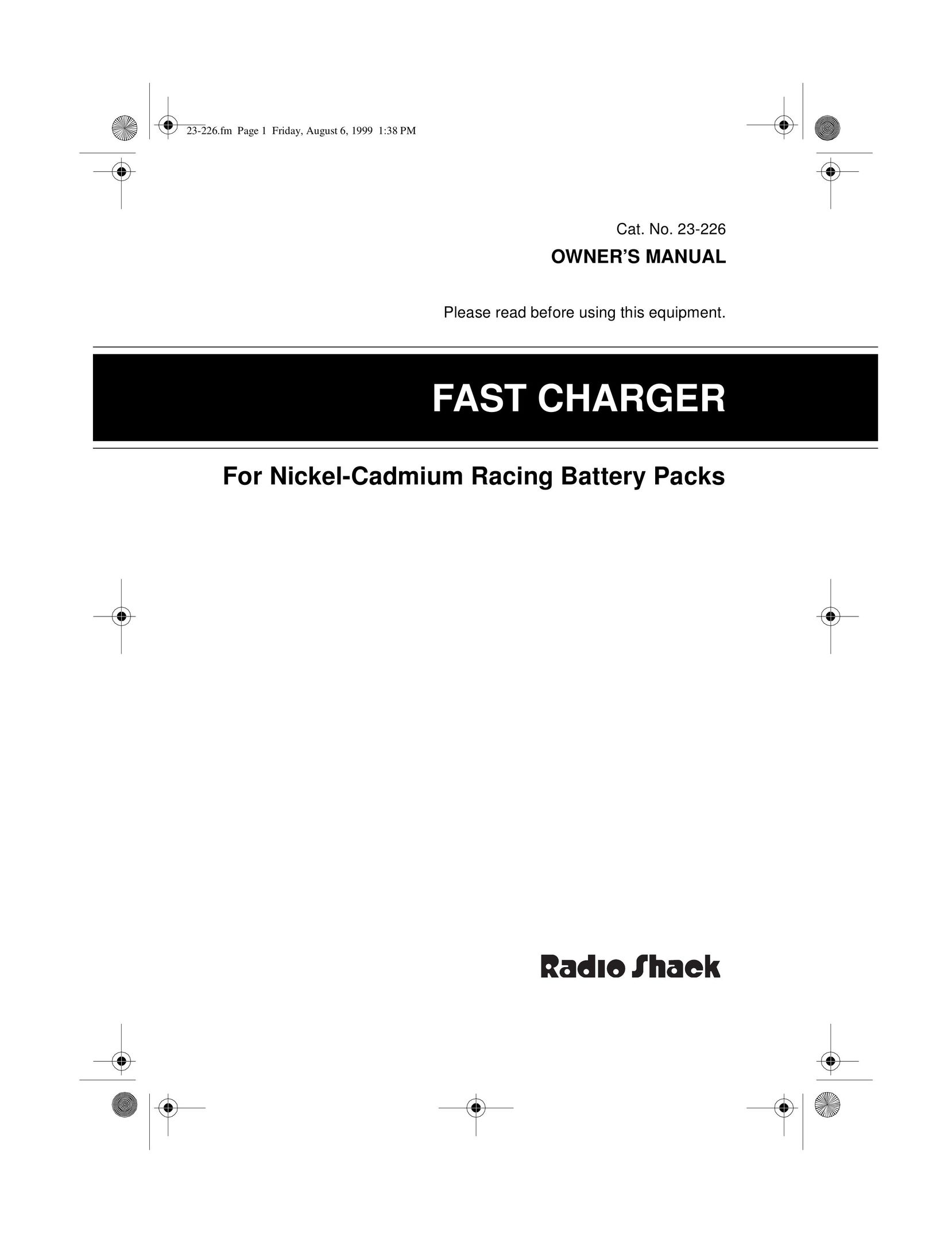 Radio Shack 23-226 Battery Charger User Manual