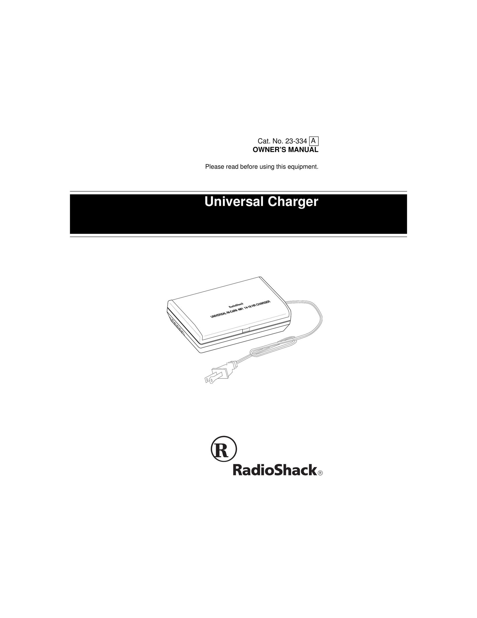 Radio Shack 23-334 Battery Charger User Manual