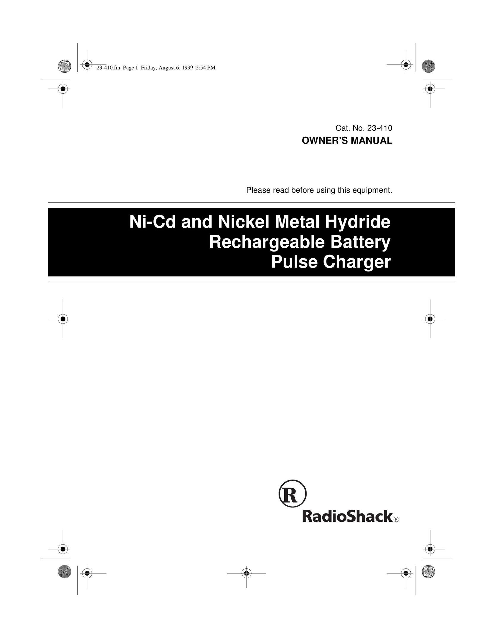 Radio Shack 23-410 Battery Charger User Manual