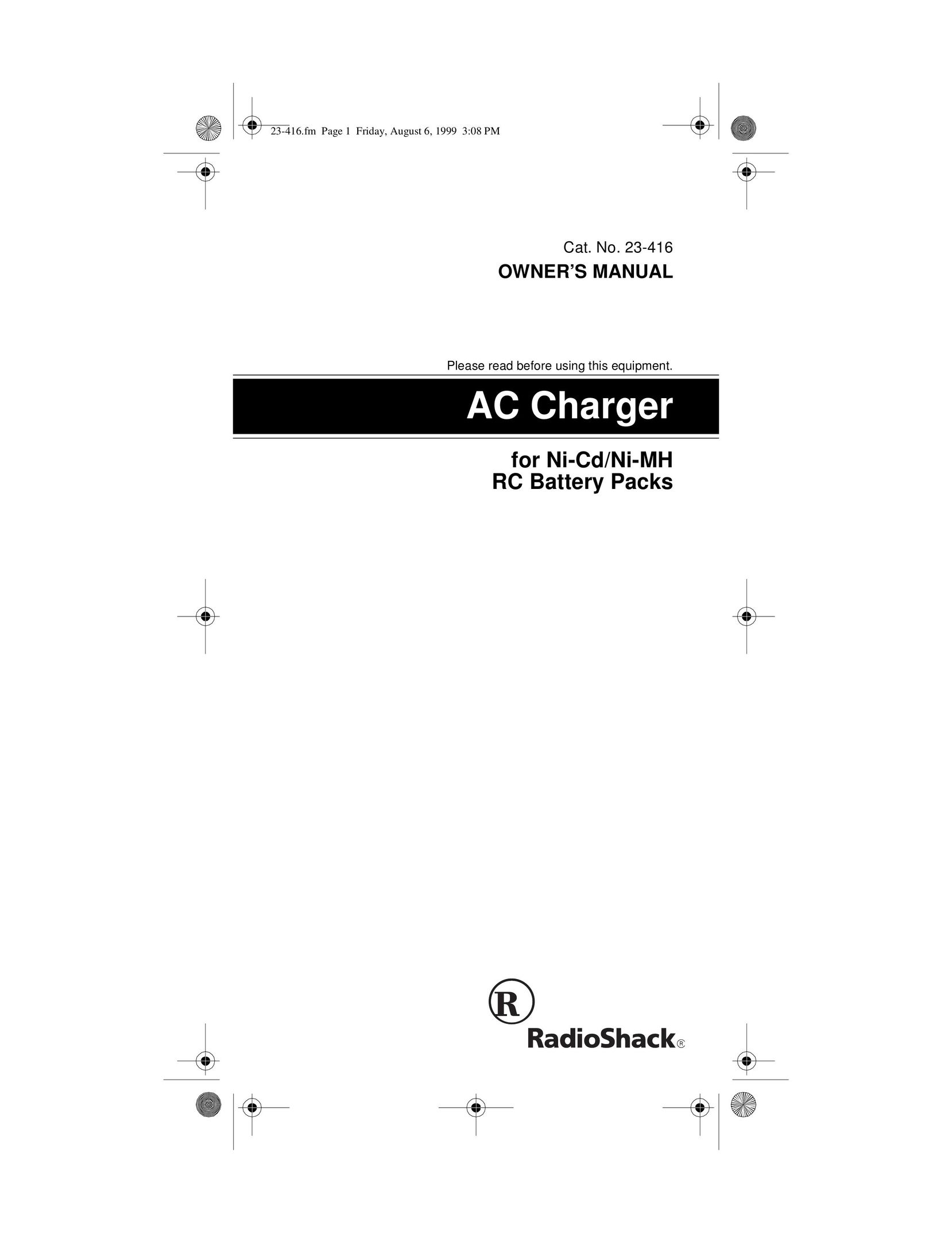Radio Shack 23-416 Battery Charger User Manual