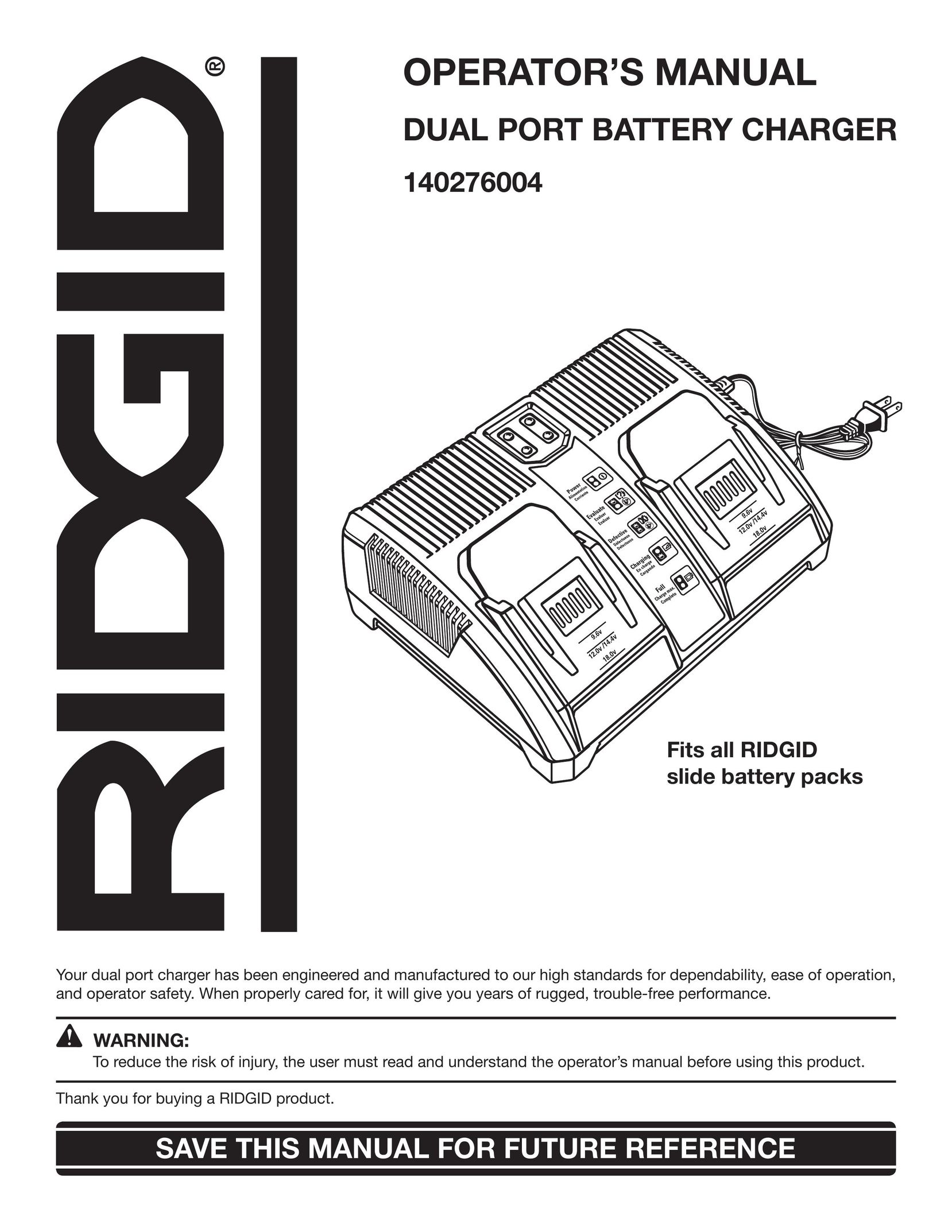 RIDGID 140276004 Battery Charger User Manual