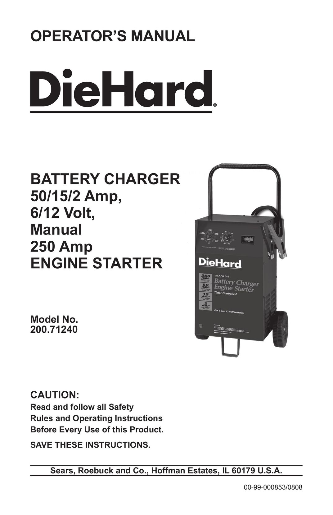 Sears 200.71240 Battery Charger User Manual
