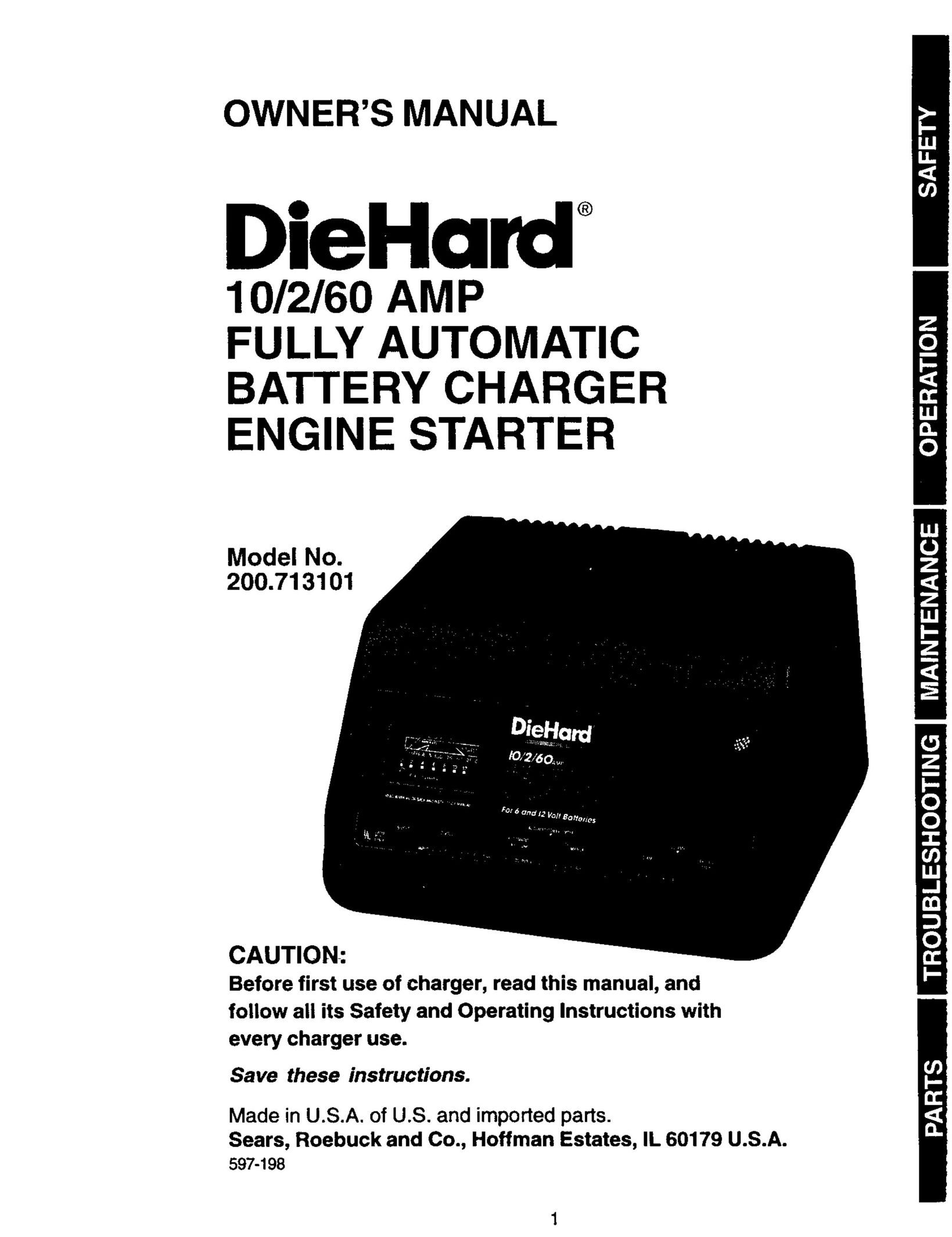 Sears 200.713101 Battery Charger User Manual