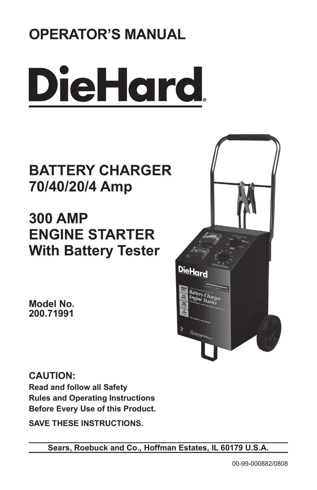 Sears 200.71991 Battery Charger User Manual