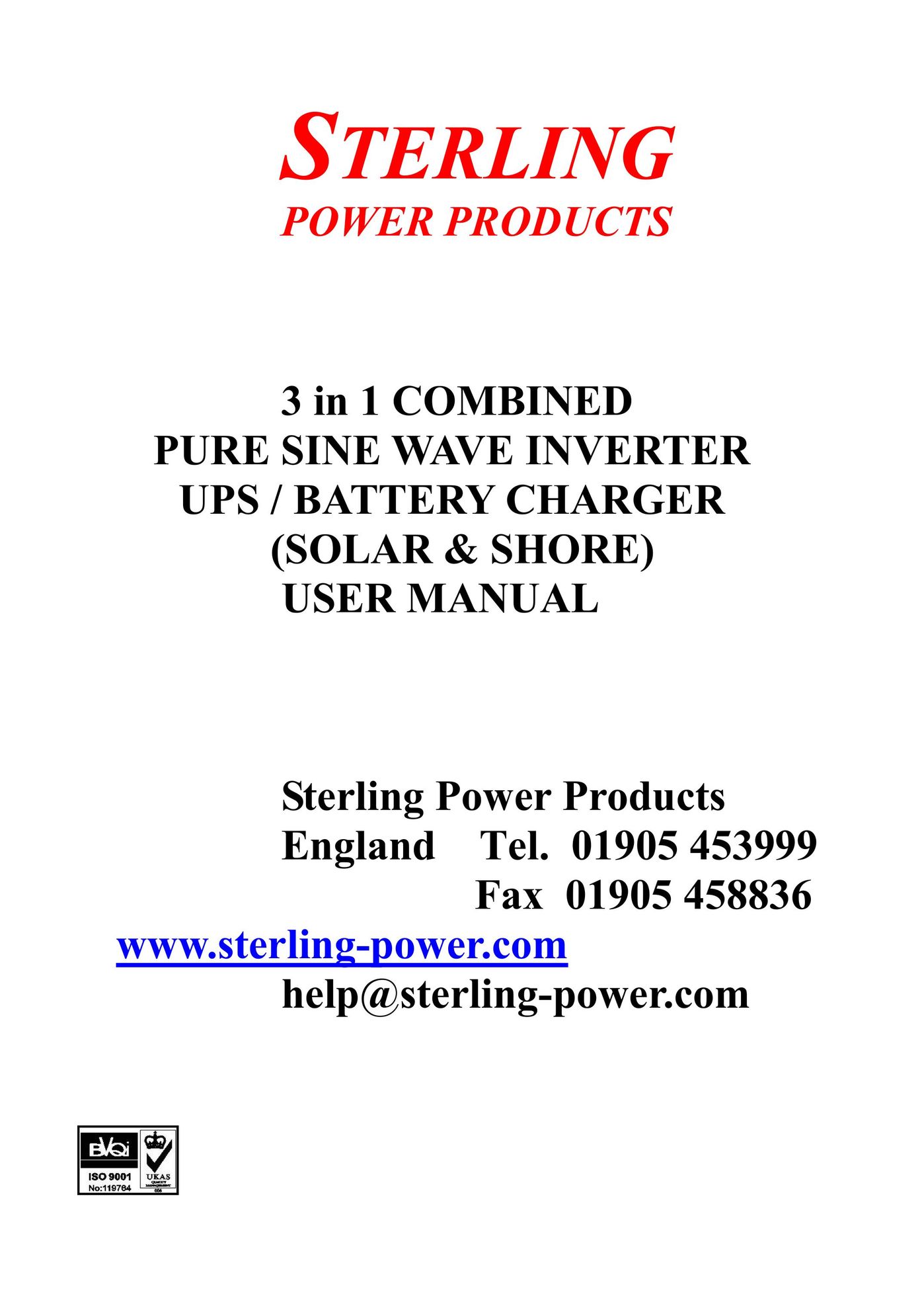 Sterling Power Products DAI-1500C-12xx Battery Charger User Manual