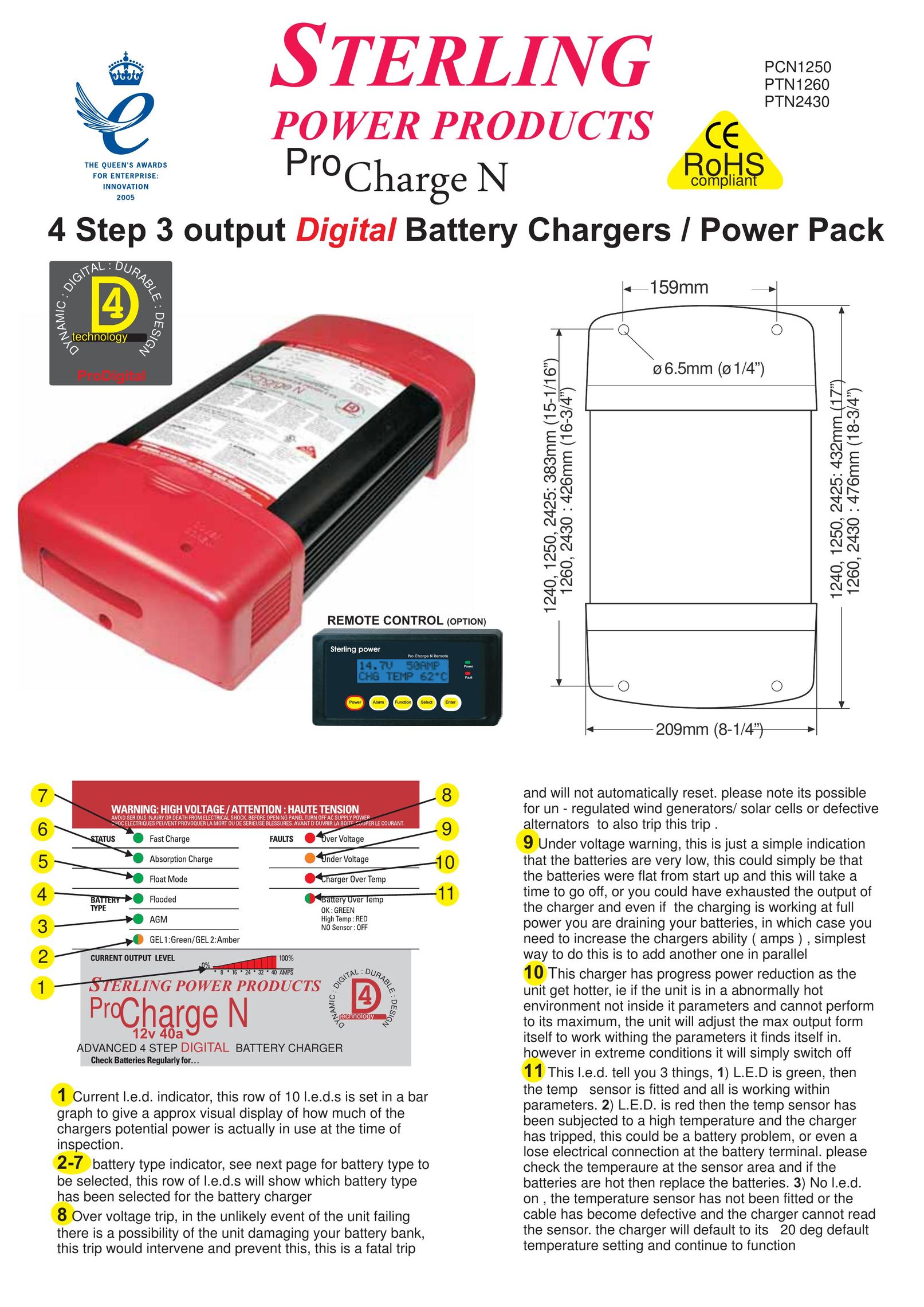Sterling Power Products PCN1250 Battery Charger User Manual