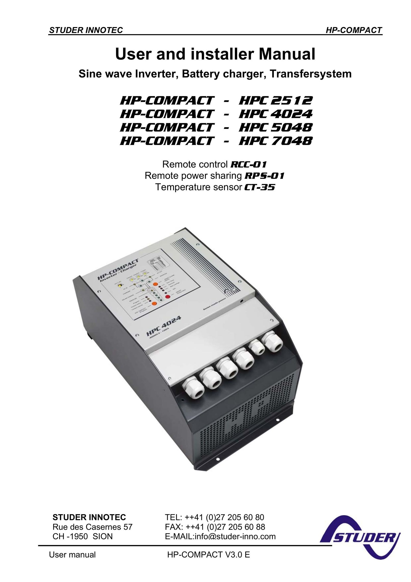 Studer Innotec HPC2512 Battery Charger User Manual