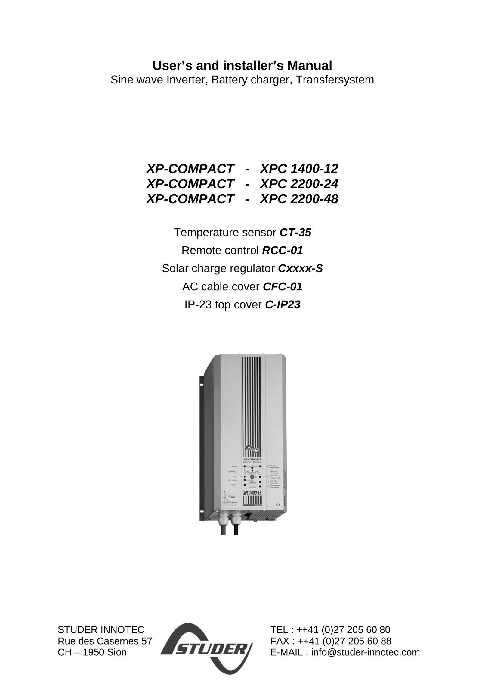 Studer Innotec RCC-01 Battery Charger User Manual