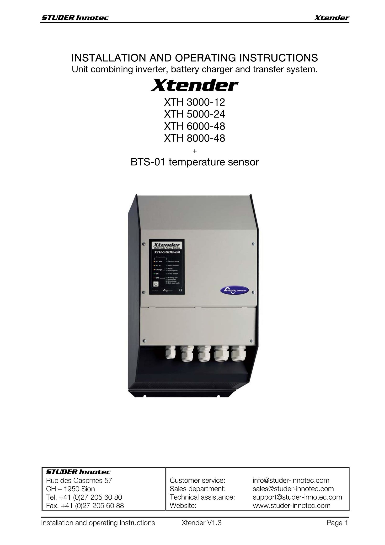 Studer Innotec XTH 5000-24 Battery Charger User Manual