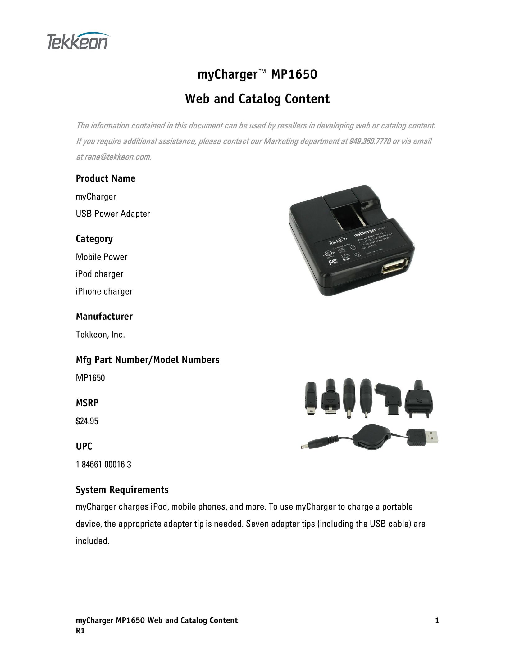 Tekkeon HX6711 Battery Charger User Manual