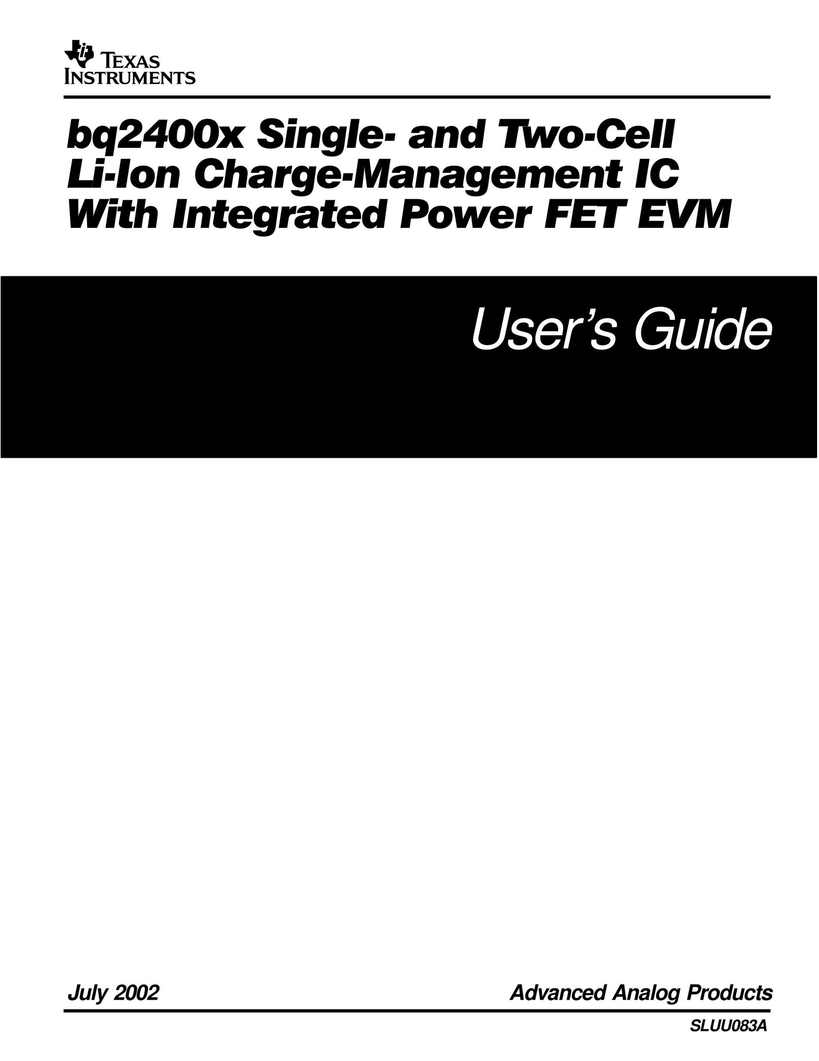 Texas Instruments SLUU083A Battery Charger User Manual