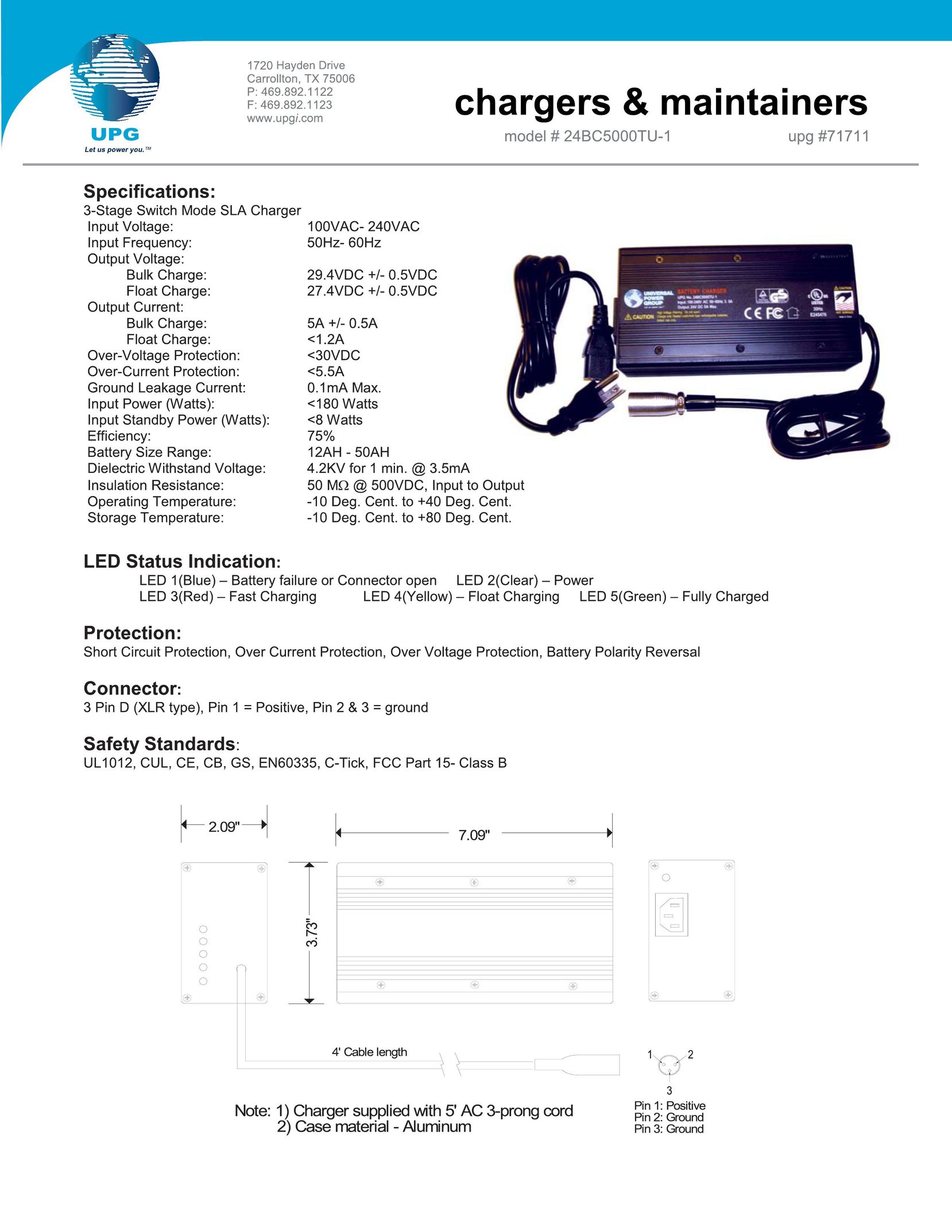 Universal Electronics 24BC5000TU Battery Charger User Manual