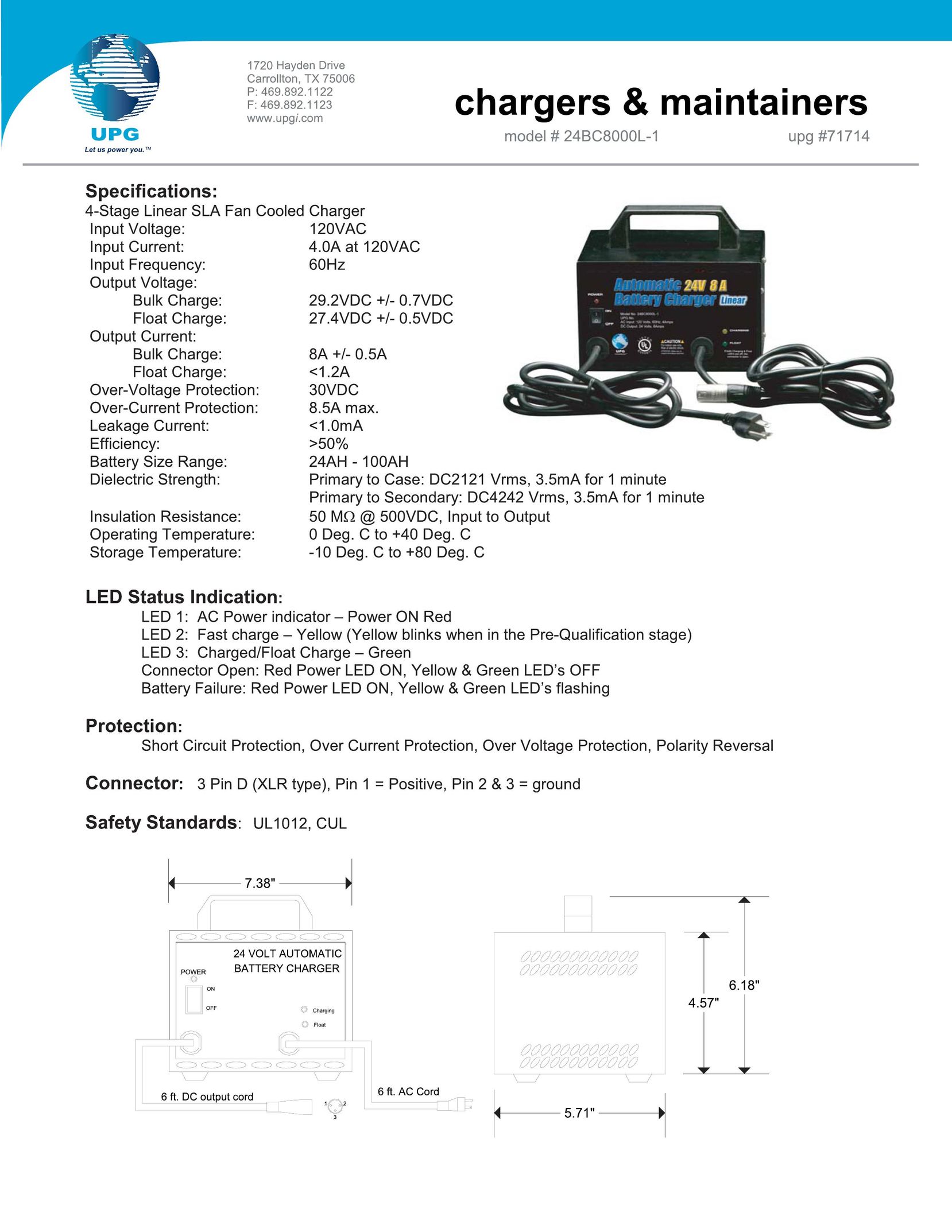Universal Power Group 24BC8000-L-1 Battery Charger User Manual