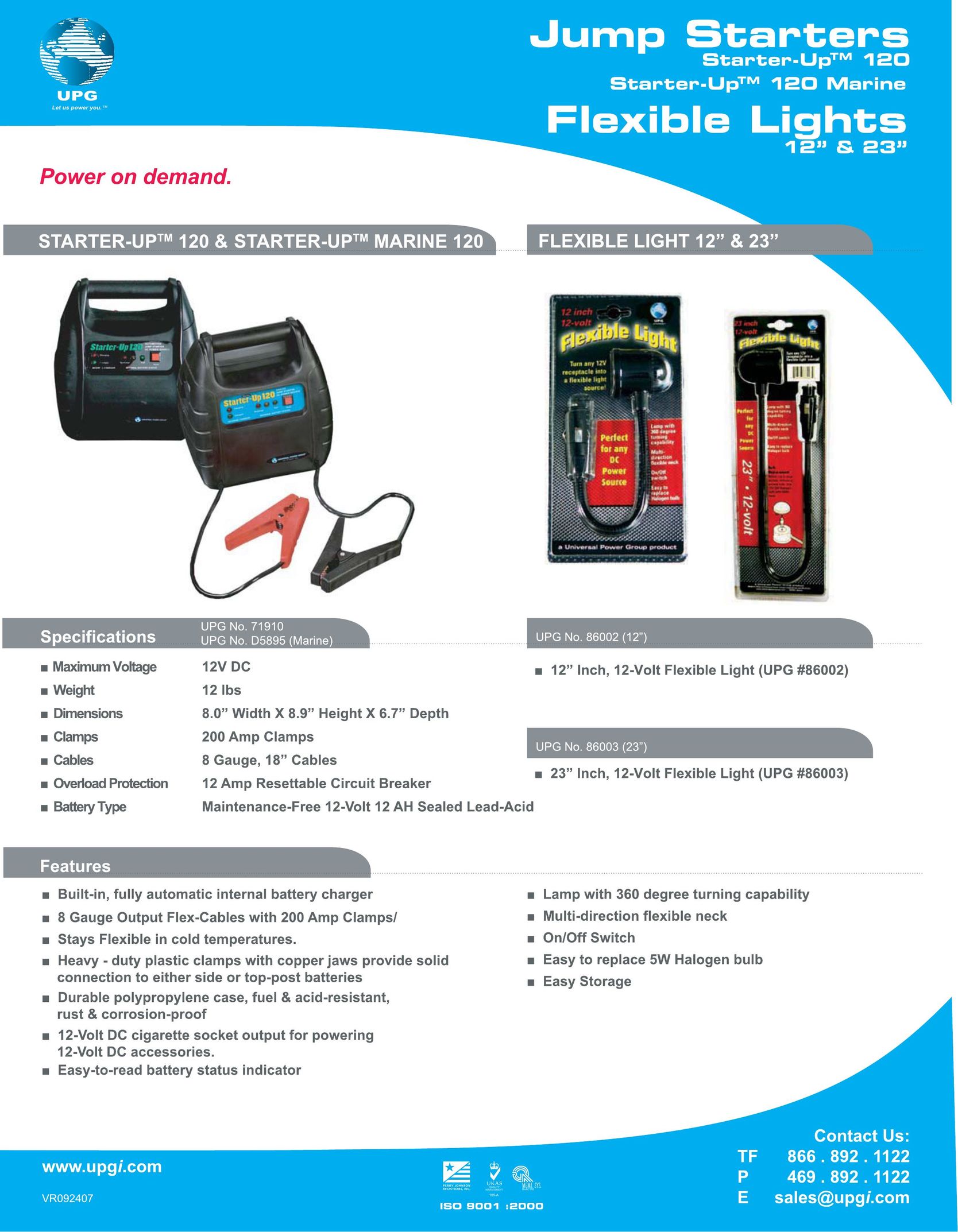 Universal Power Group Jump Starters Battery Charger User Manual