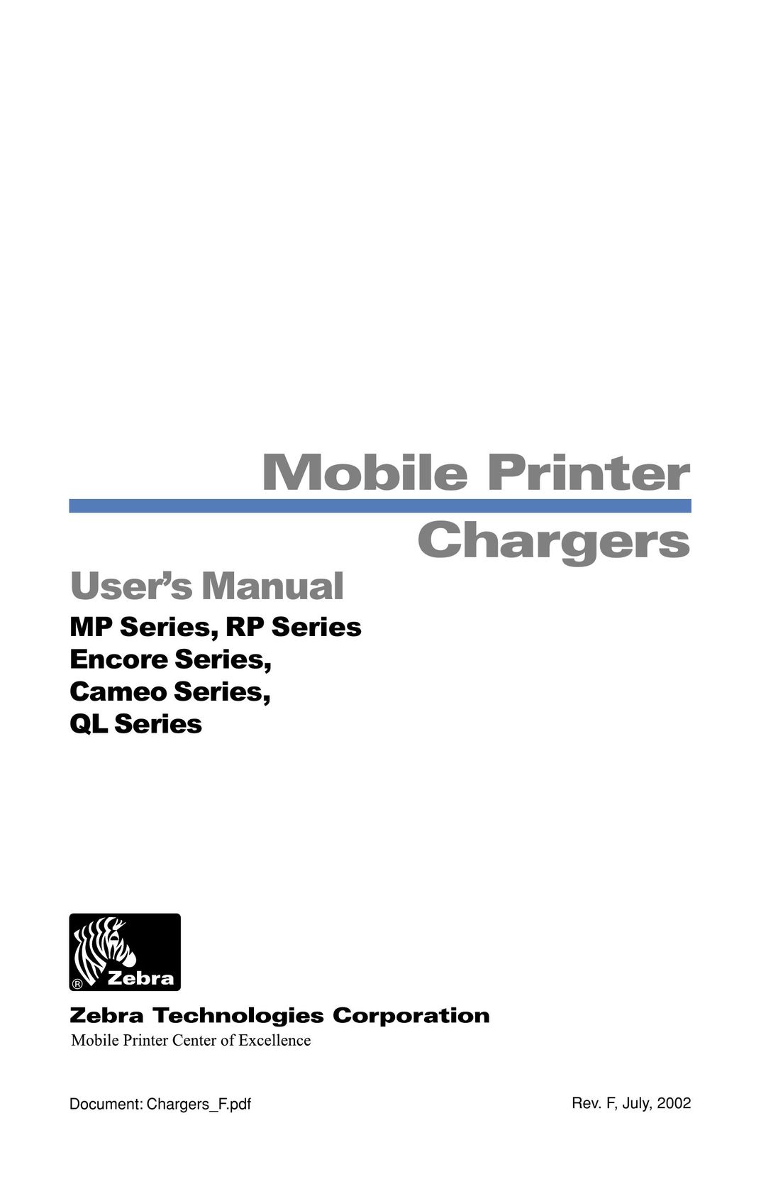 Zebra Technologies Cameo Battery Charger User Manual