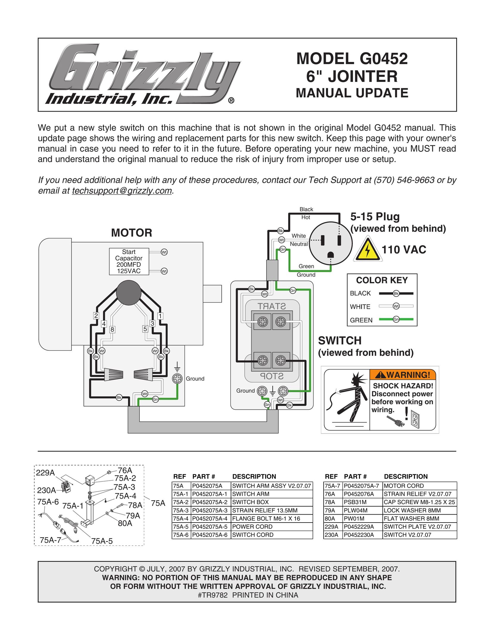 Grizzly G0452 Biscuit Joiner User Manual