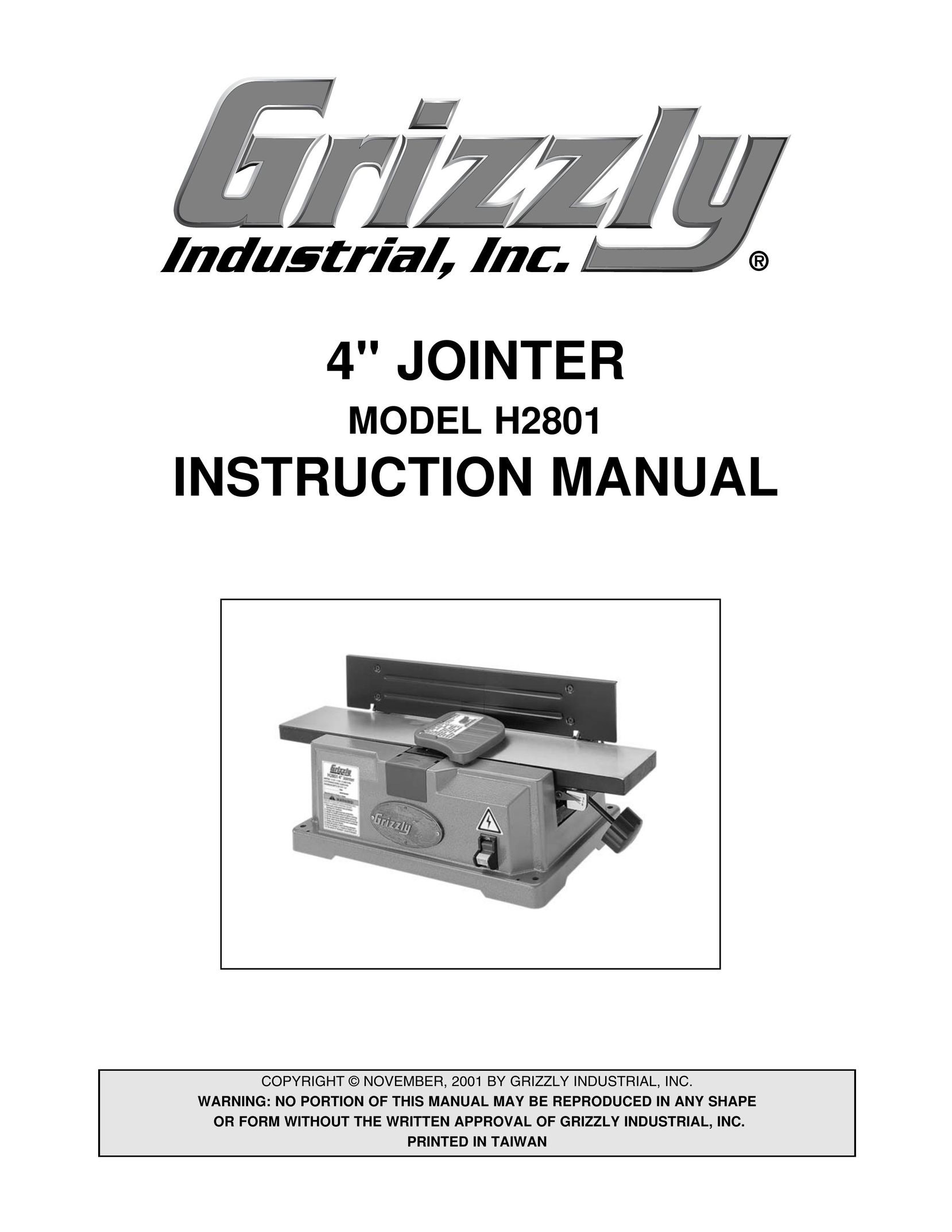 Grizzly H2801 Biscuit Joiner User Manual