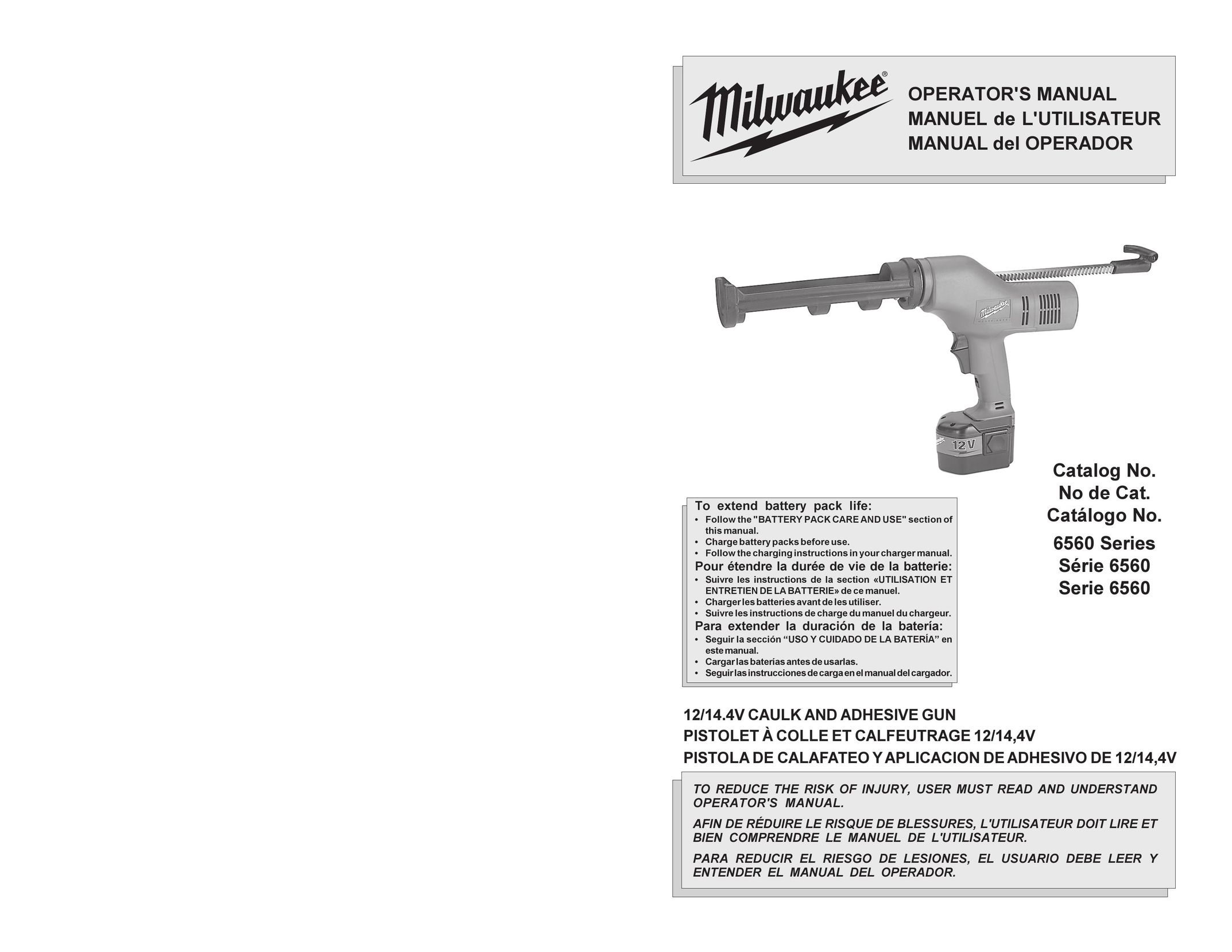 Milwaukee 6560 Series Caulking Gun User Manual