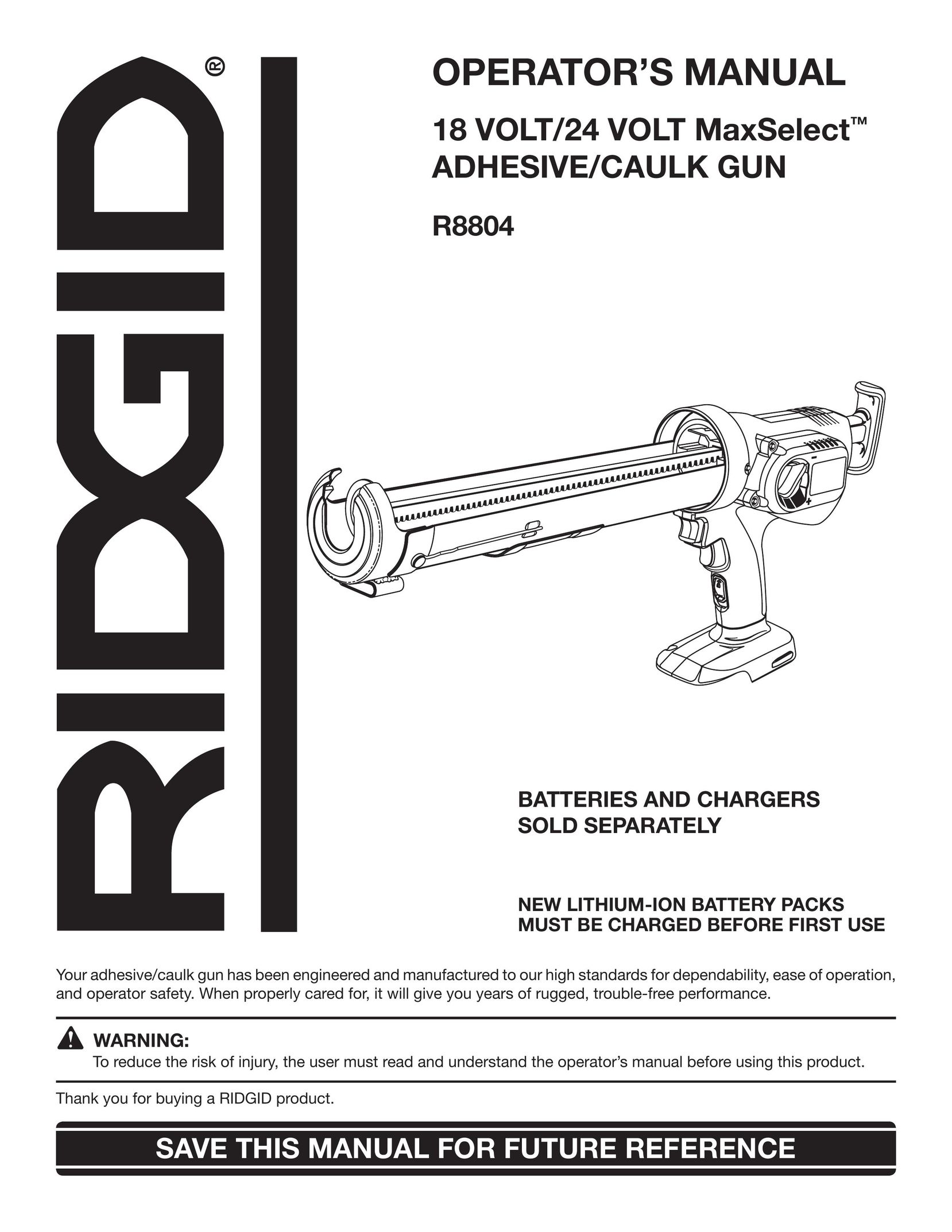 RIDGID R8804 Caulking Gun User Manual
