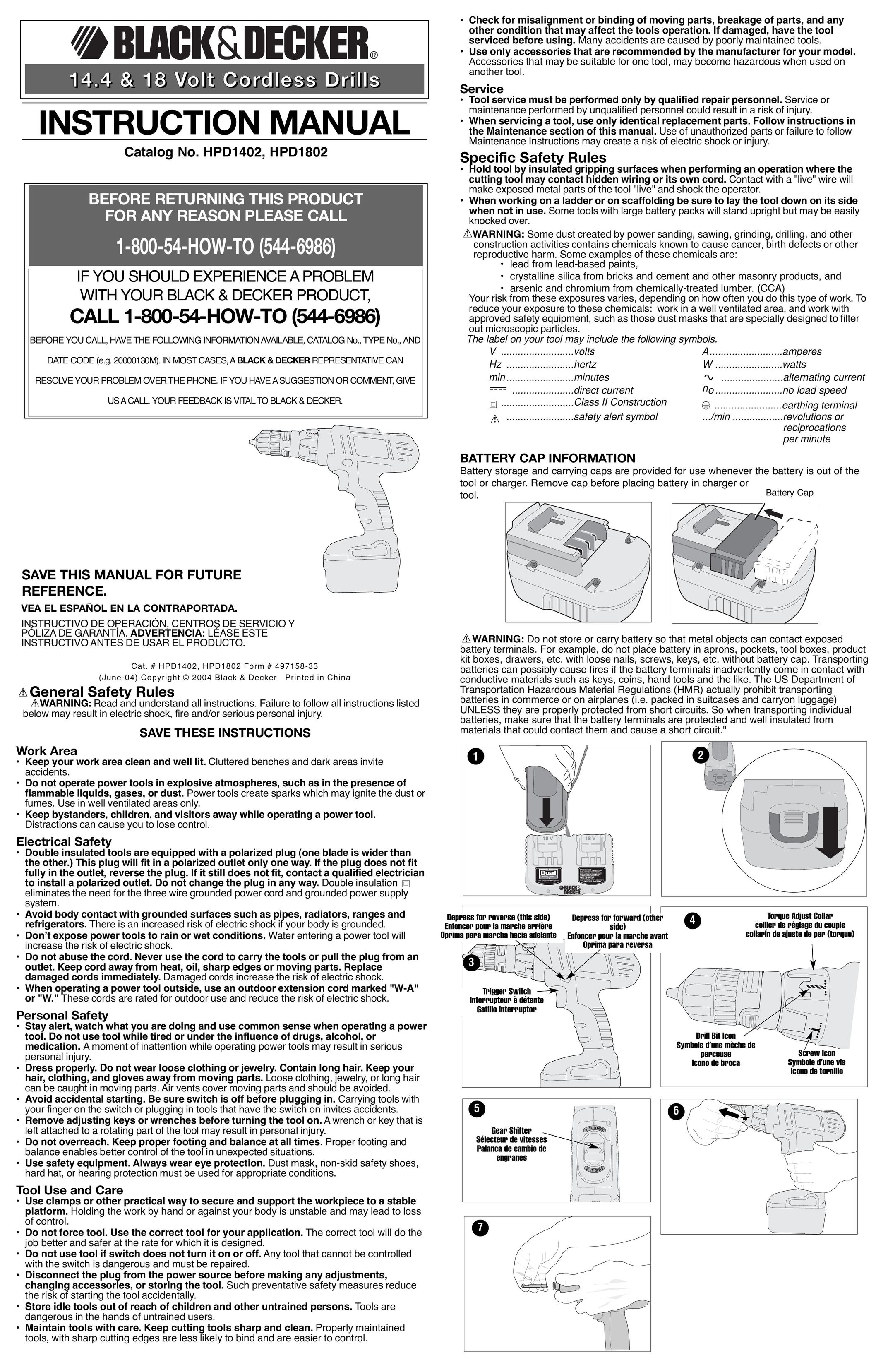 Black & Decker 497158-33 Cordless Drill User Manual