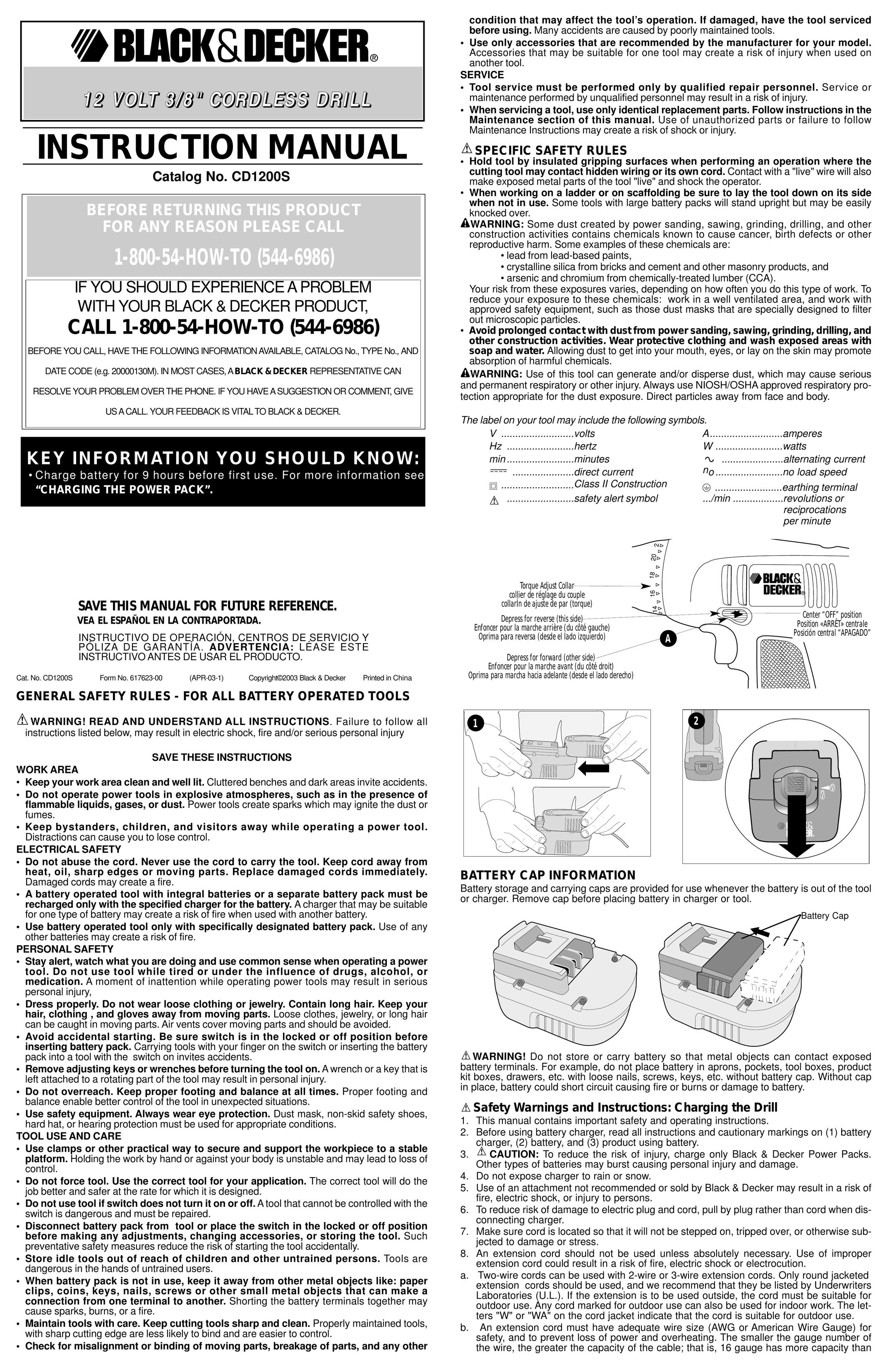 Black & Decker 617623-00 Cordless Drill User Manual