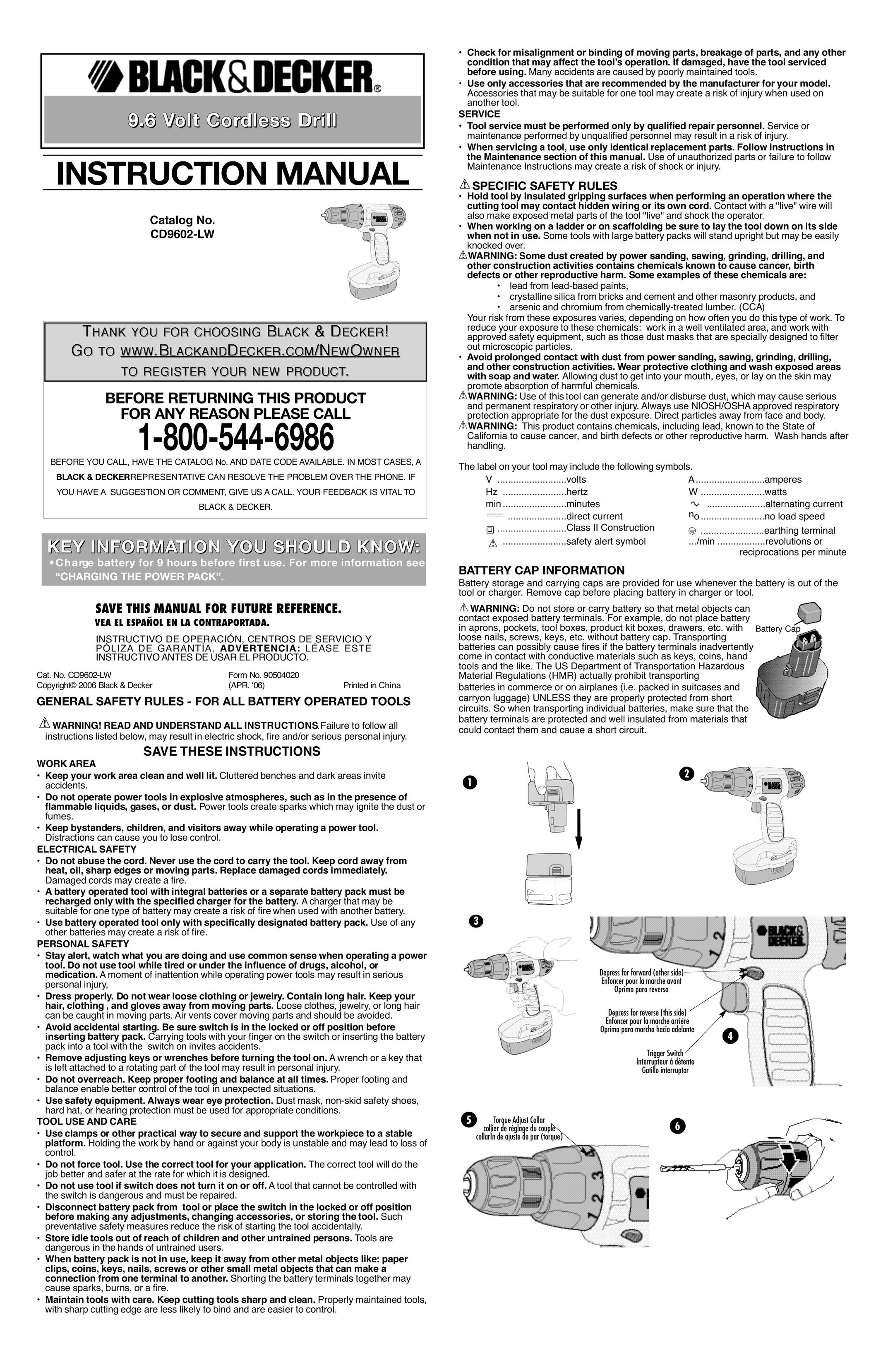 Black & Decker 90504020 Cordless Drill User Manual