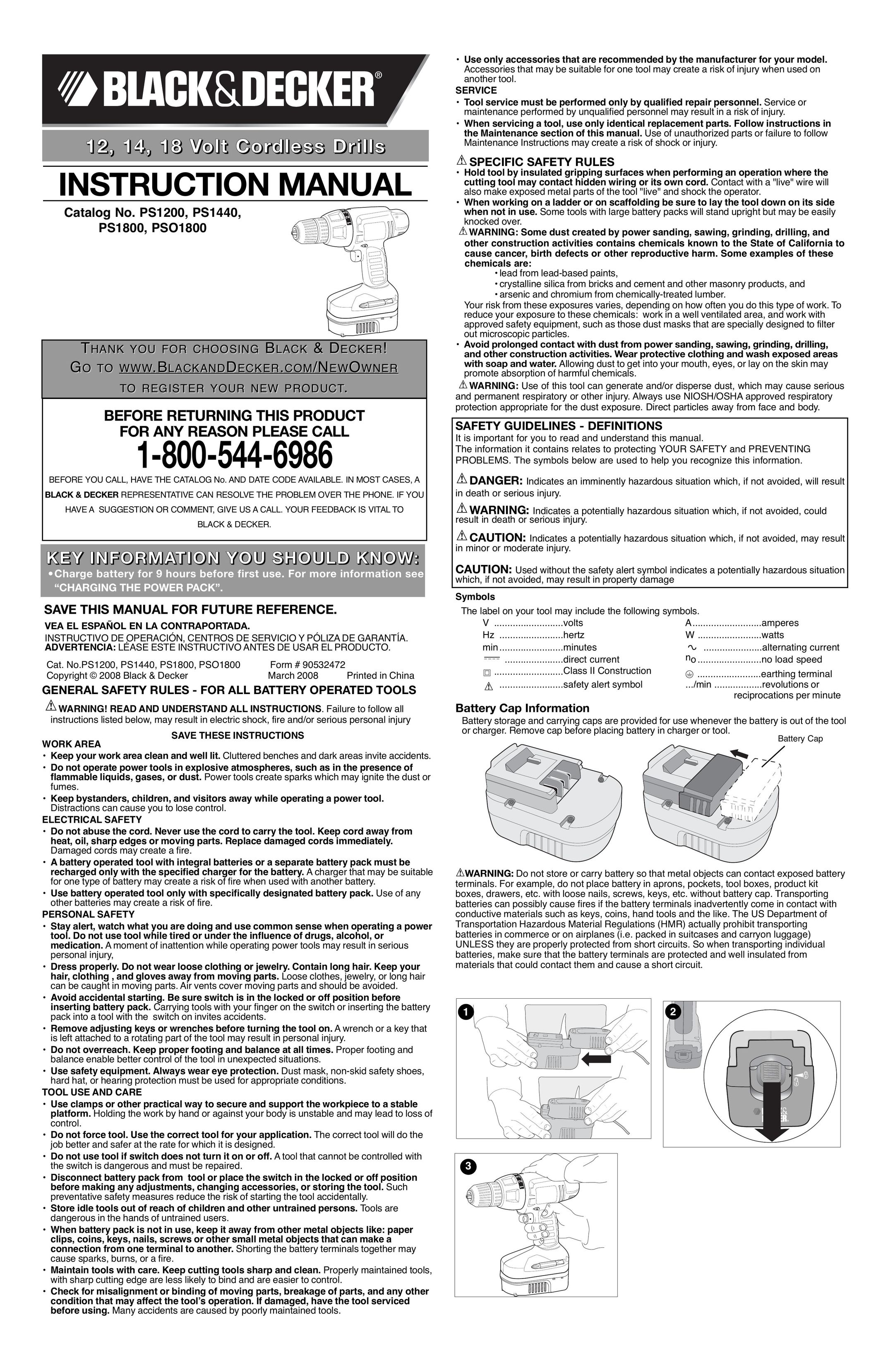 Black & Decker 90532472 Cordless Drill User Manual