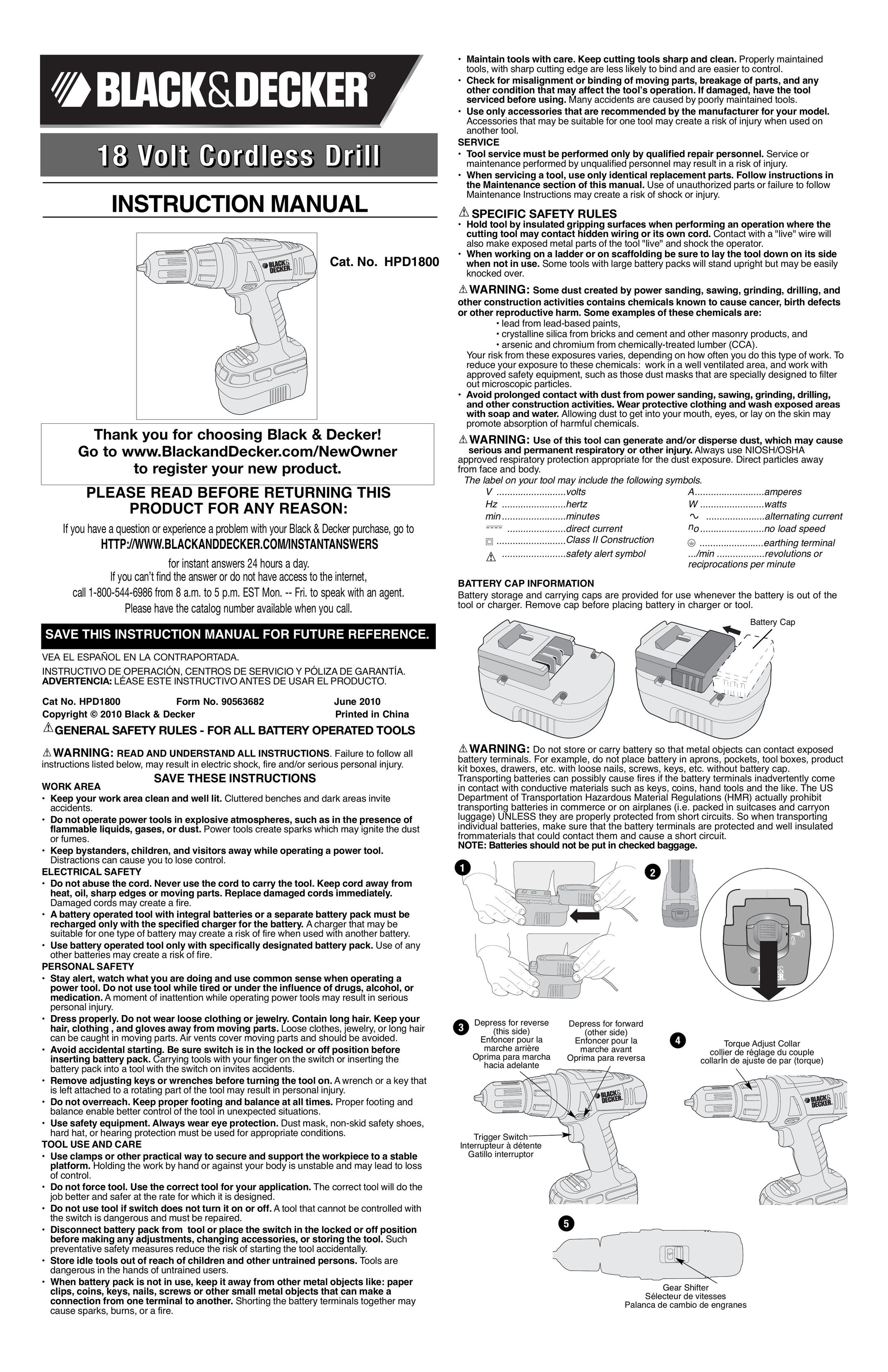 Black & Decker 90563682 Cordless Drill User Manual