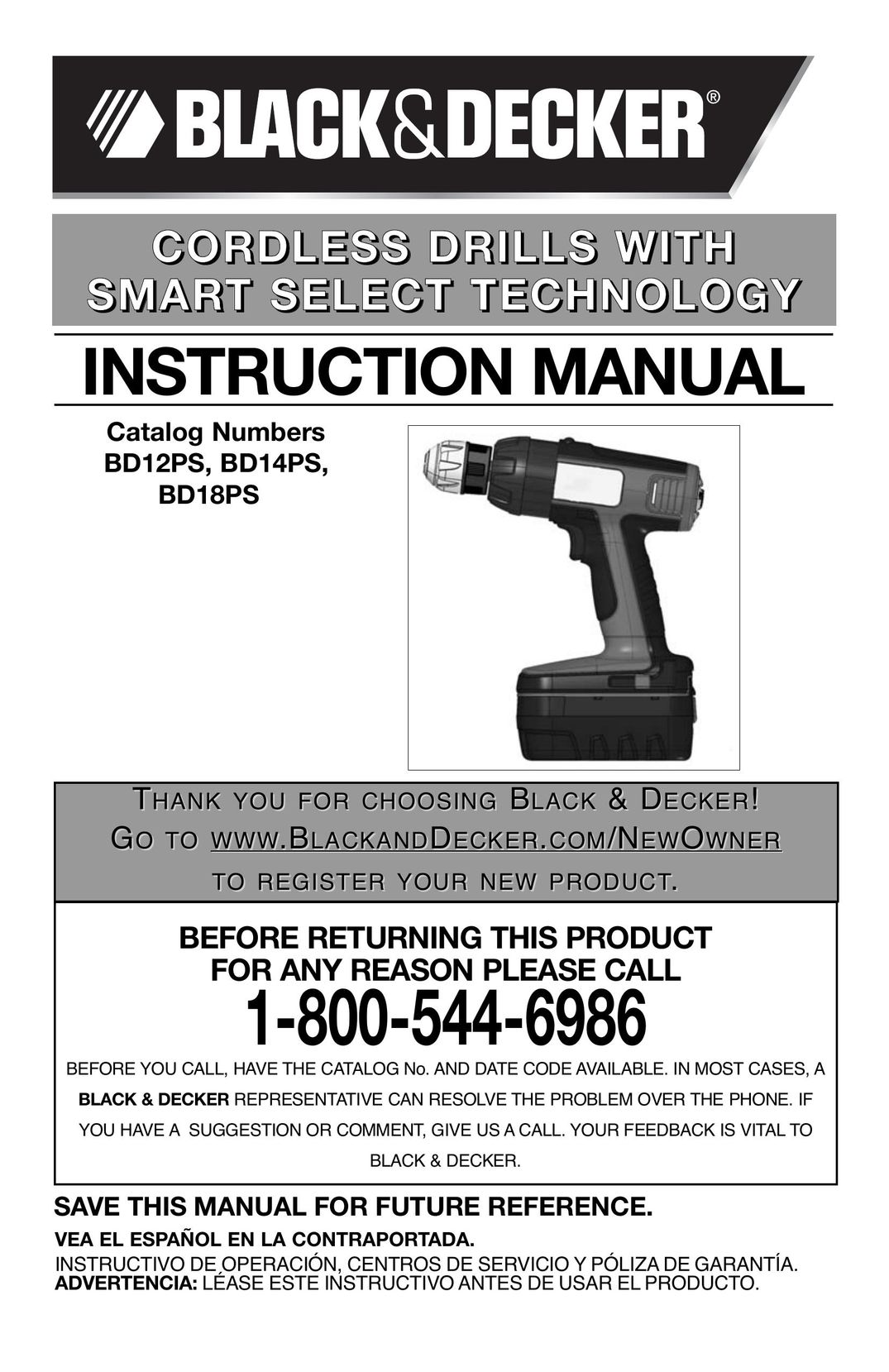 Black & Decker BD12PS Cordless Drill User Manual