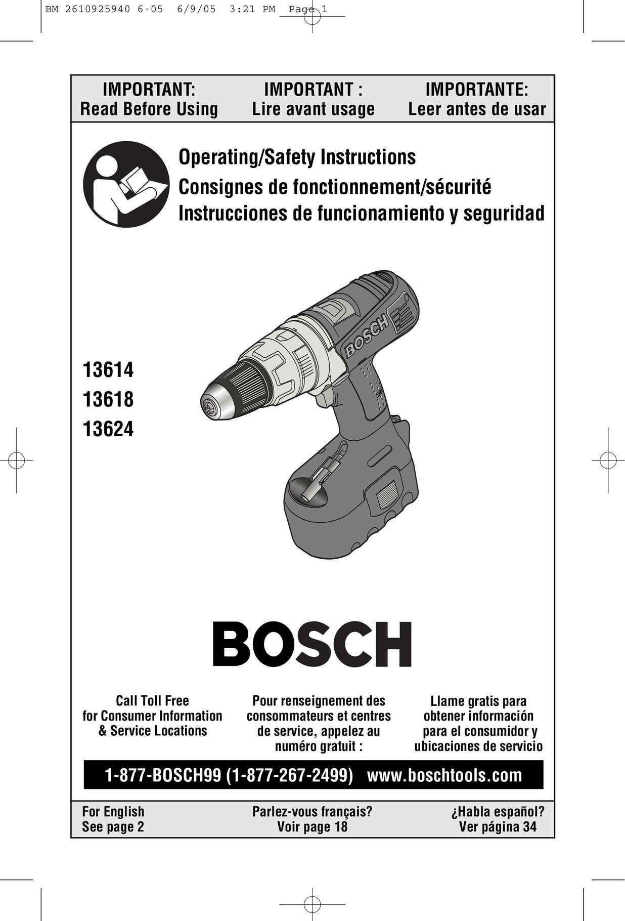 Bosch Power Tools 13624 Cordless Drill User Manual