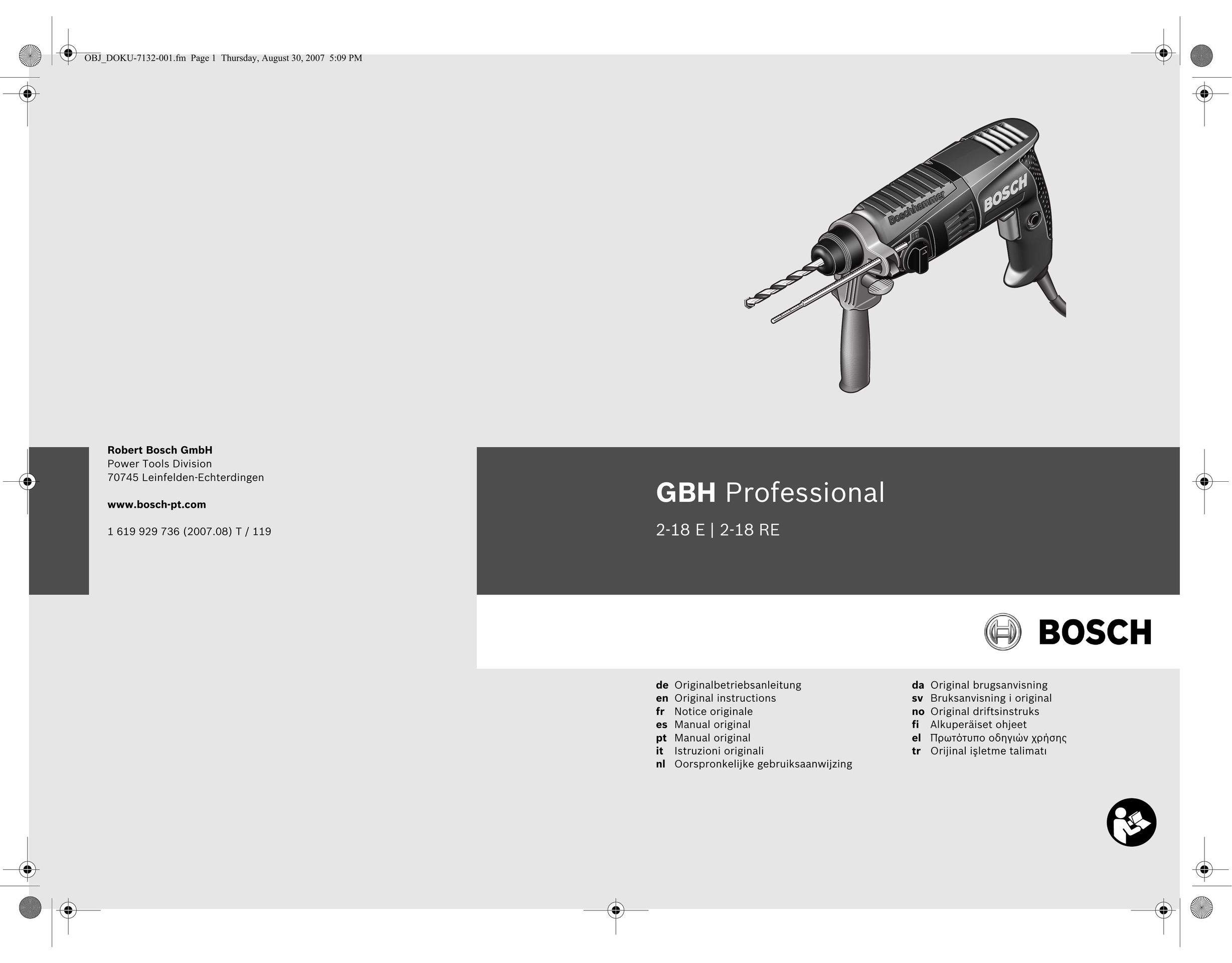 Bosch Power Tools 18/02/E Cordless Drill User Manual