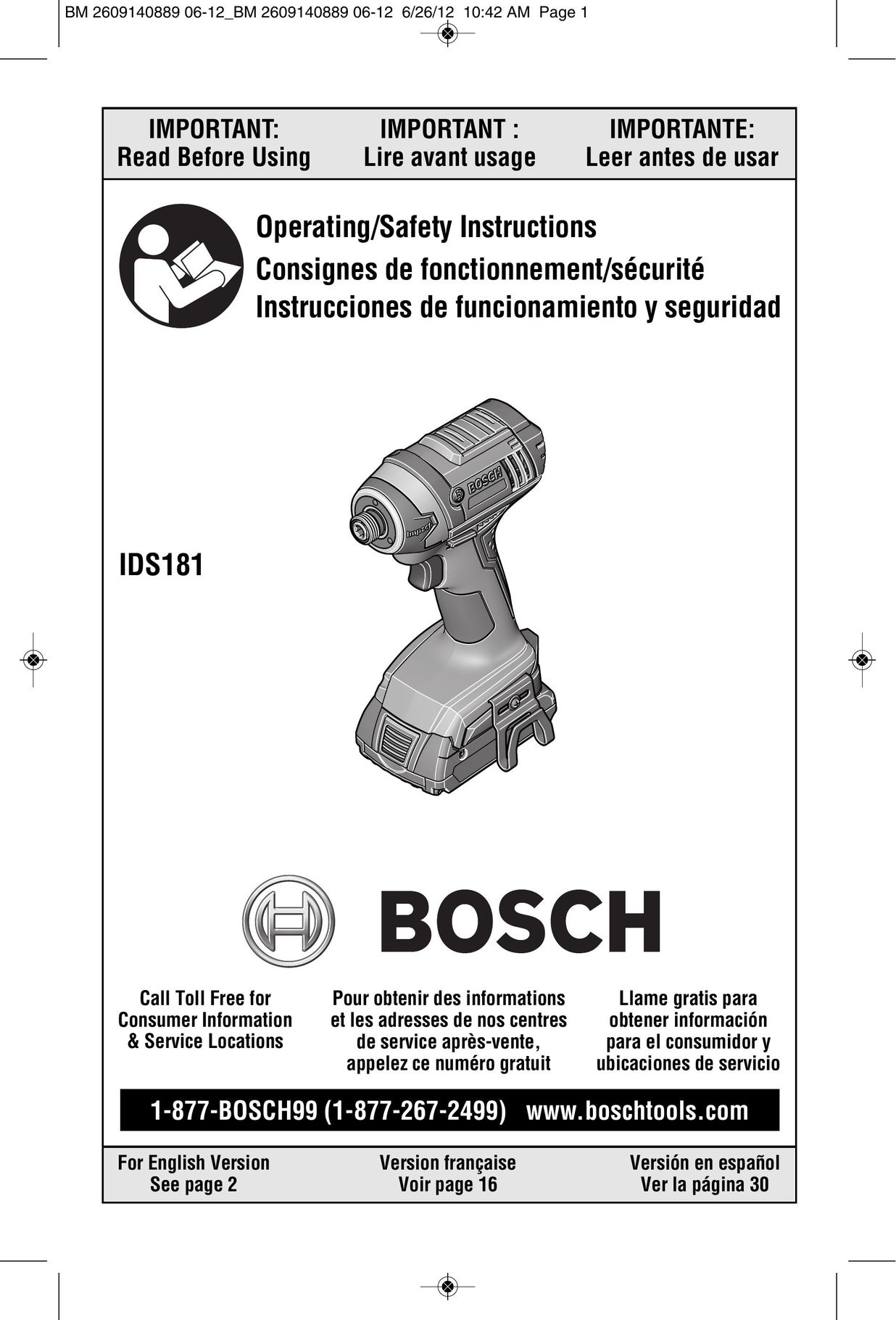 Bosch Power Tools CLPK234-181 Cordless Drill User Manual