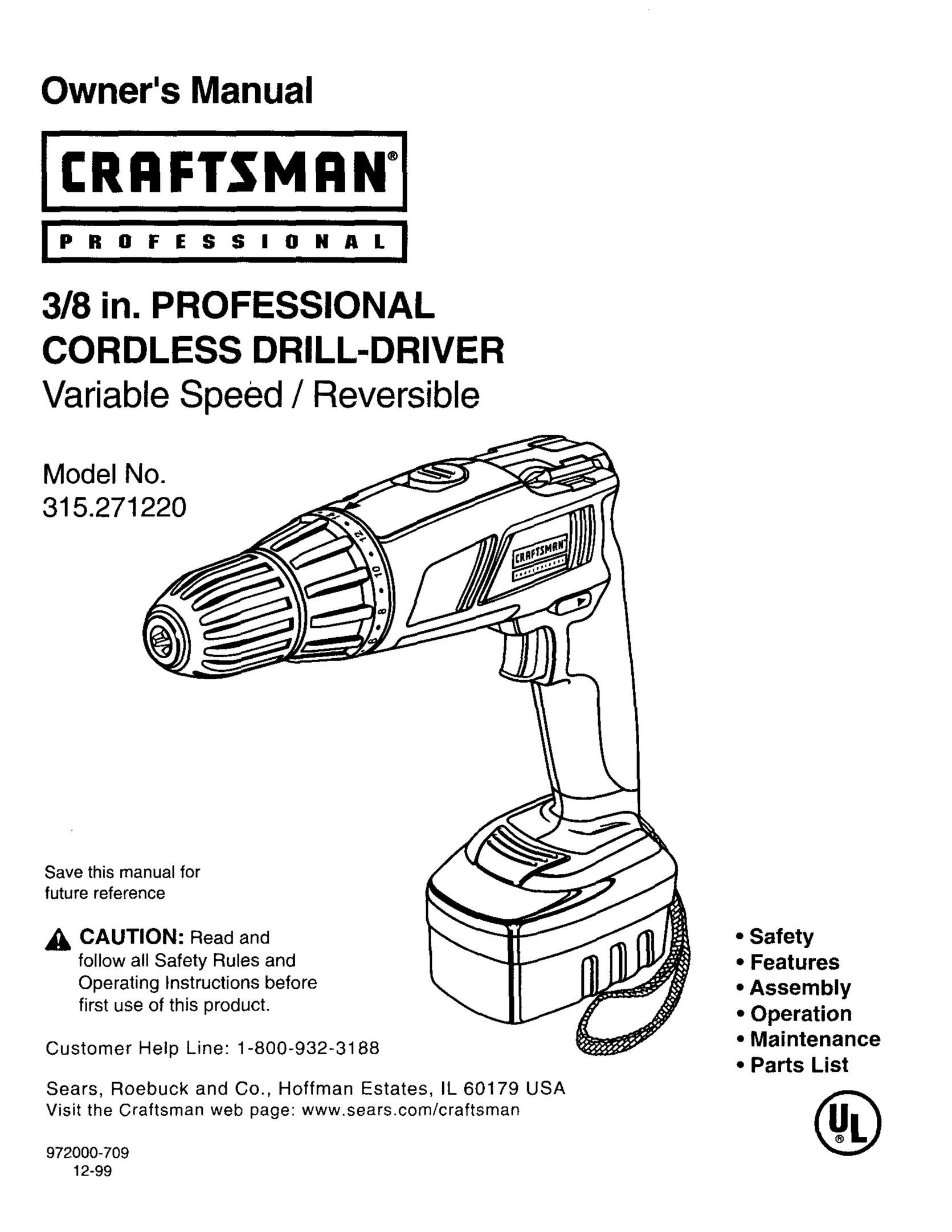 Craftsman 315.27122 Cordless Drill User Manual