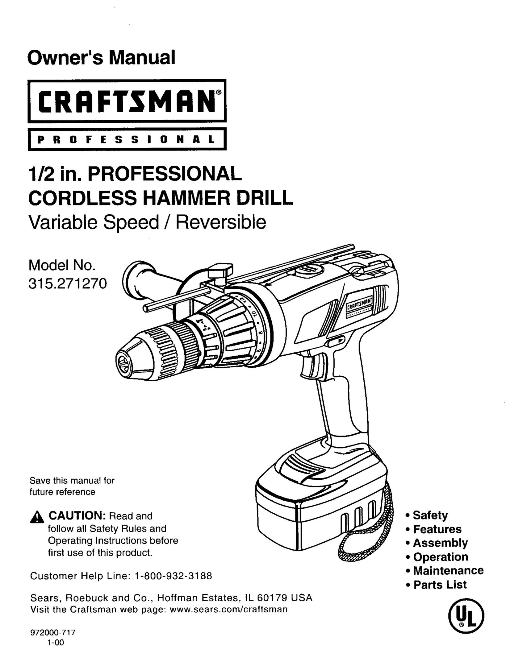 Craftsman 315.27127 Cordless Drill User Manual