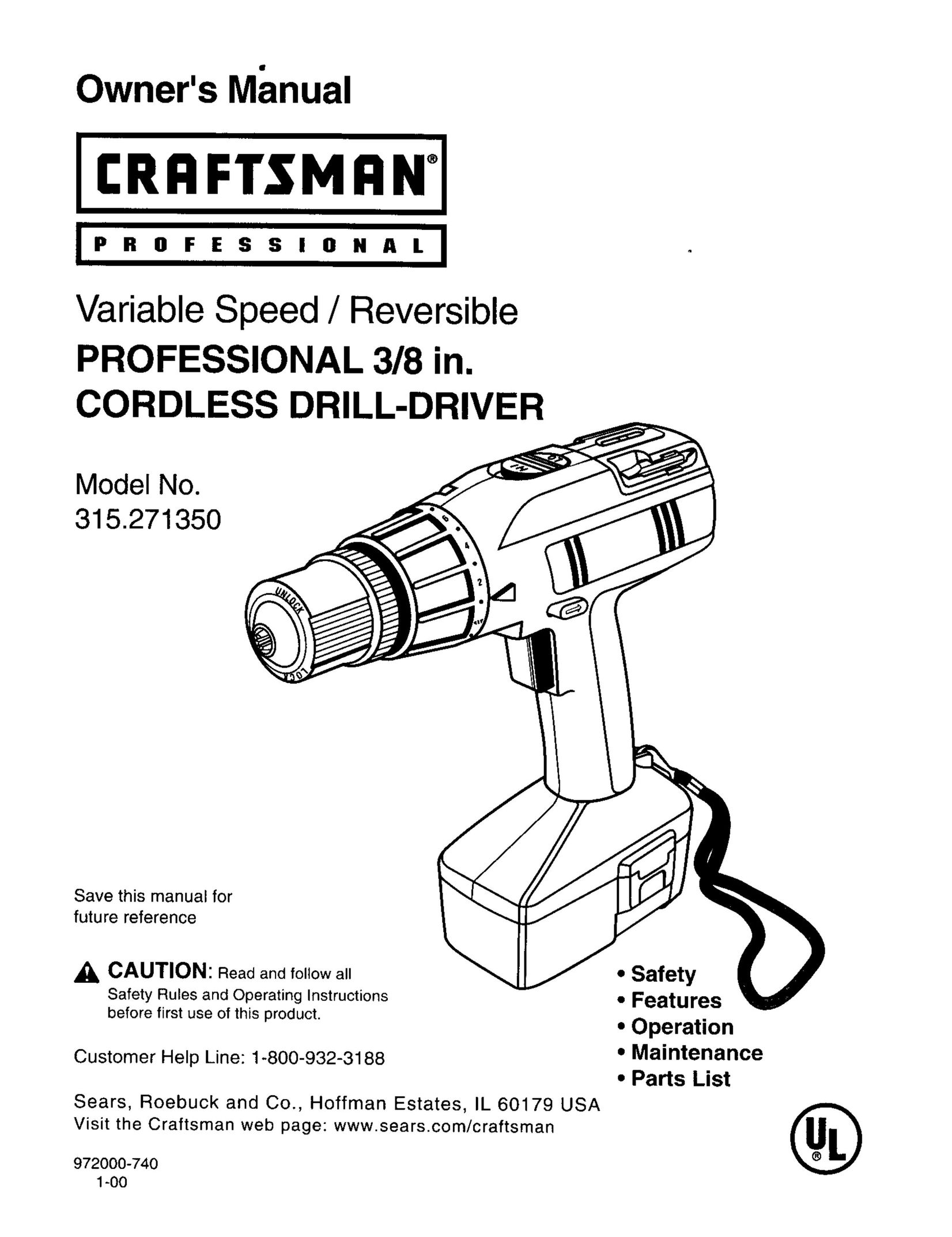 Craftsman 315.27135 Cordless Drill User Manual