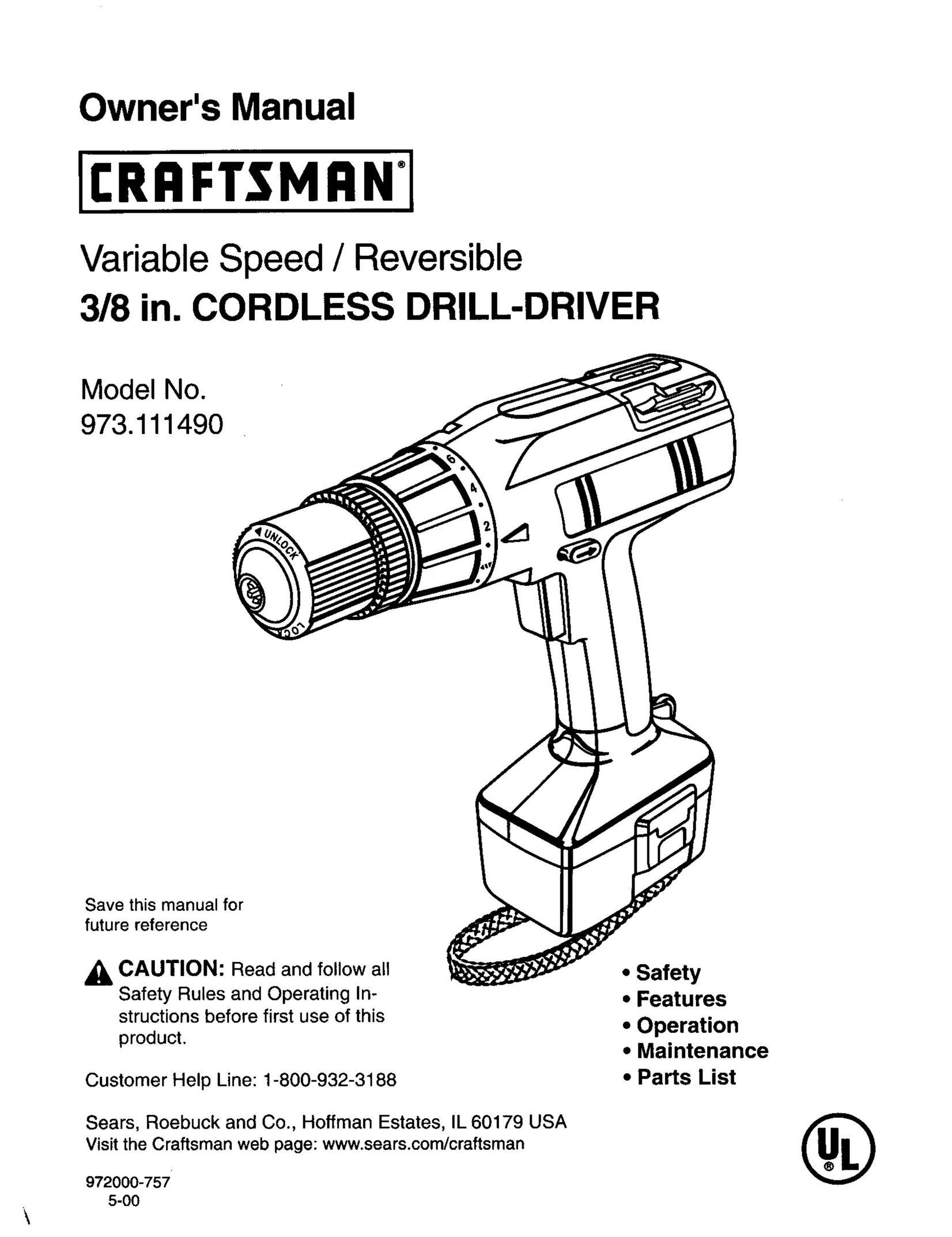 Craftsman 973.111490 Cordless Drill User Manual