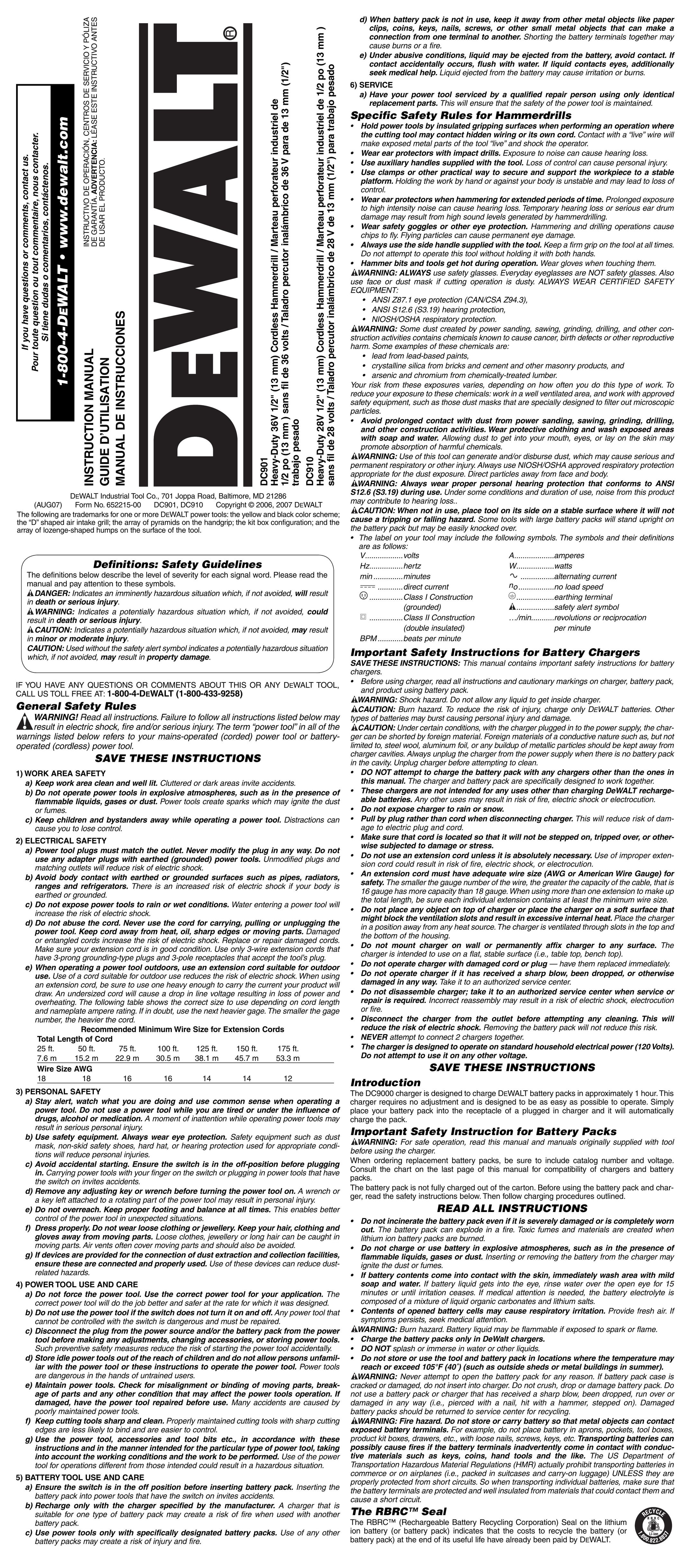 DeWalt 652215-00 Cordless Drill User Manual