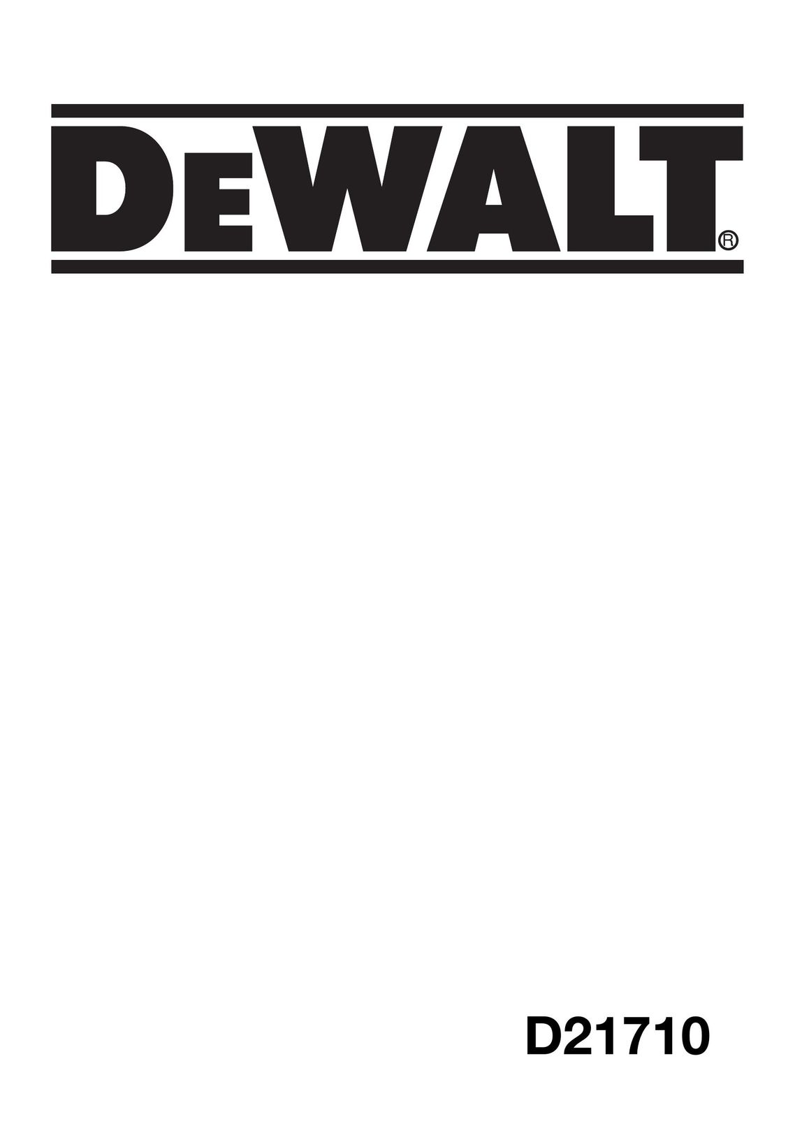 DeWalt D21710 Cordless Drill User Manual