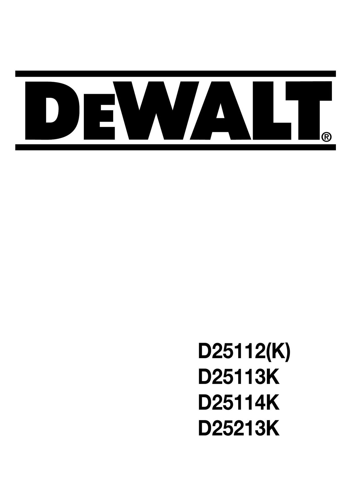 DeWalt D25213K Cordless Drill User Manual