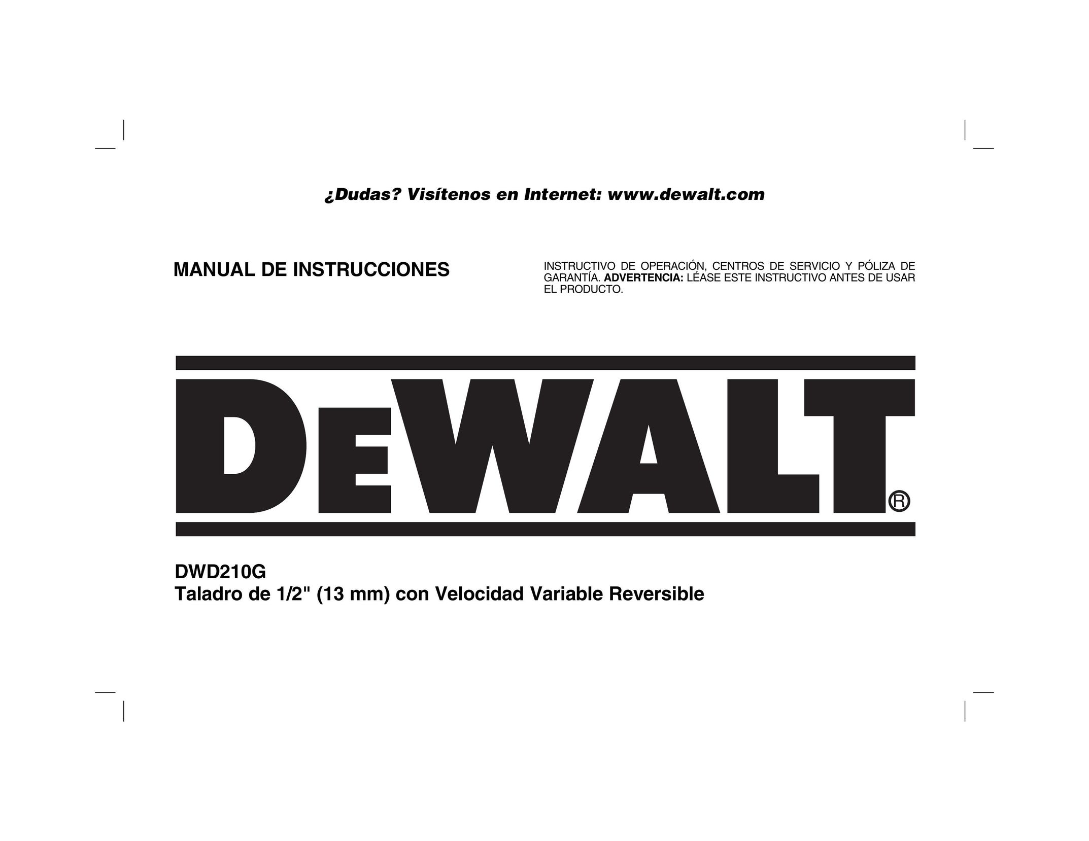 DeWalt DWD210G Cordless Drill User Manual