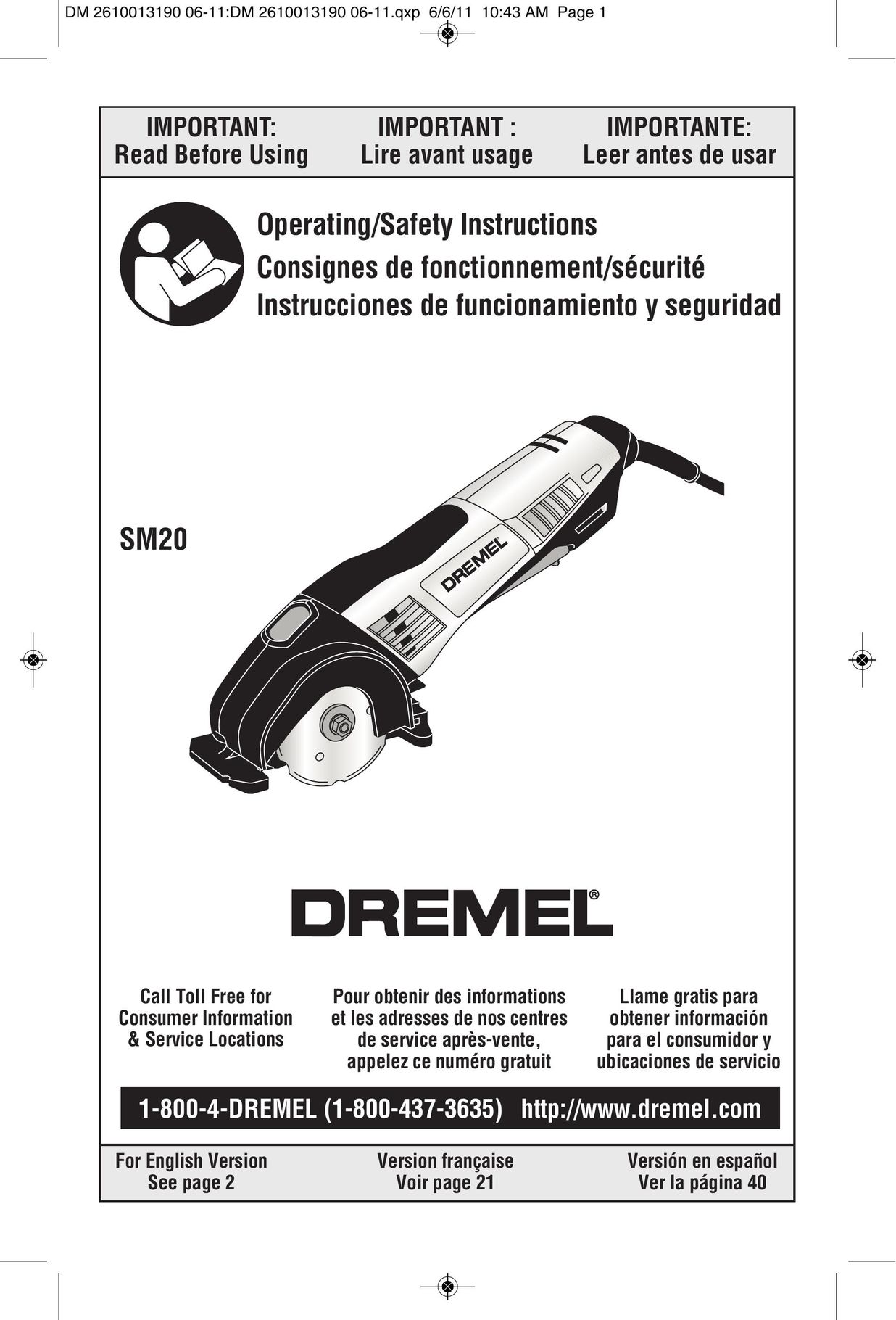 Dremel SM20 Cordless Drill User Manual