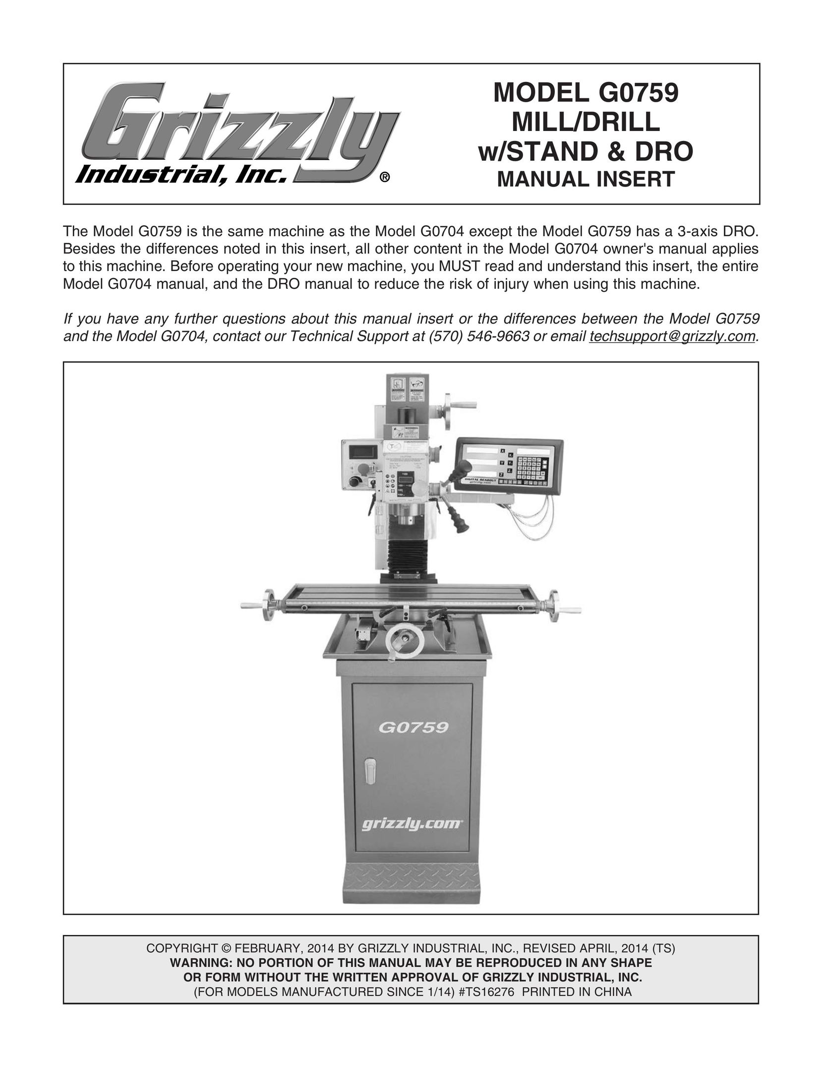 Grizzly G0759 Cordless Drill User Manual