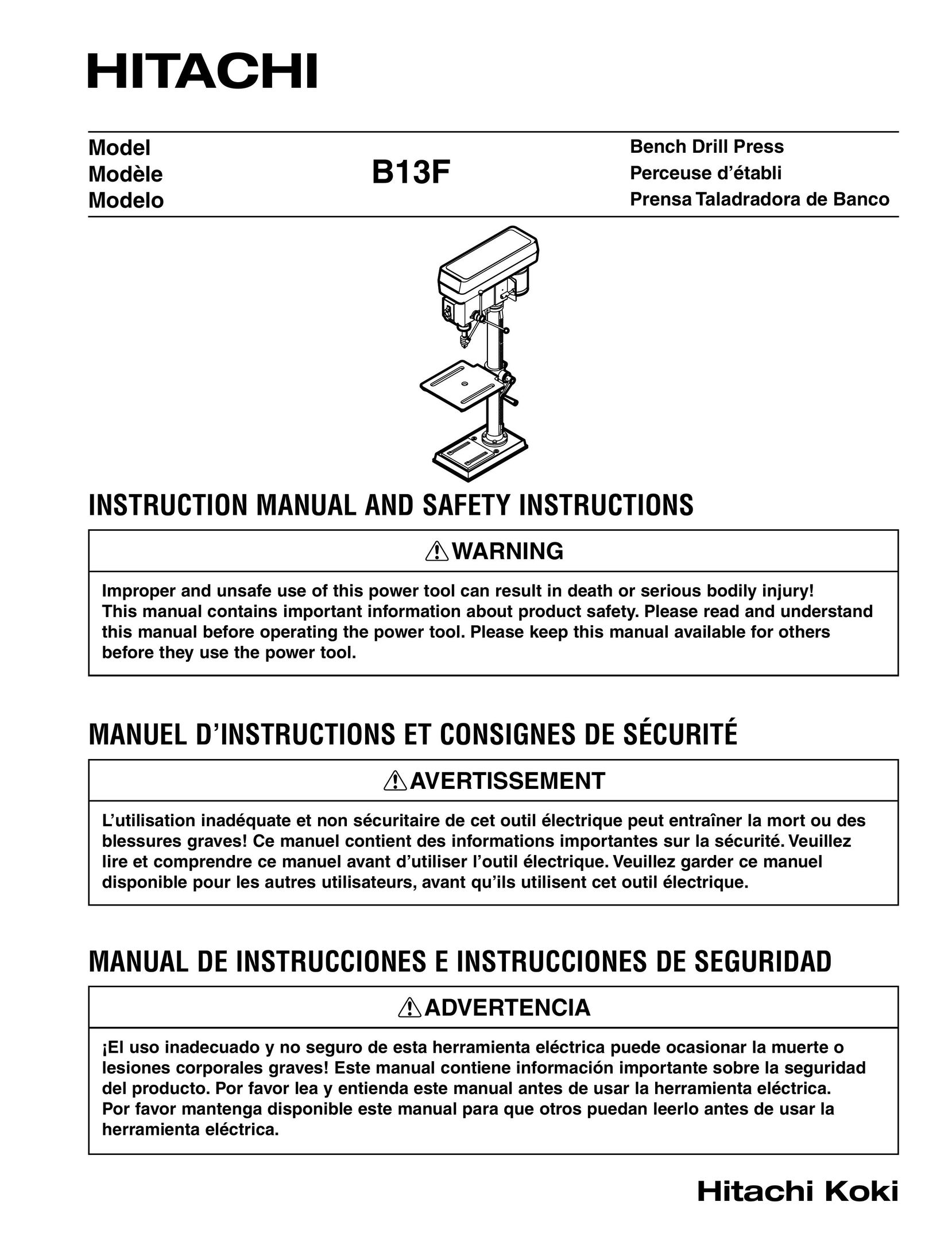 Hitachi B13F Cordless Drill User Manual