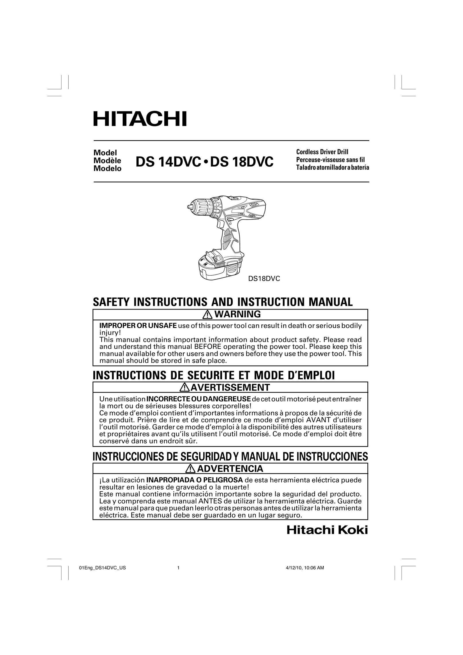 Hitachi DS 14DVC Cordless Drill User Manual