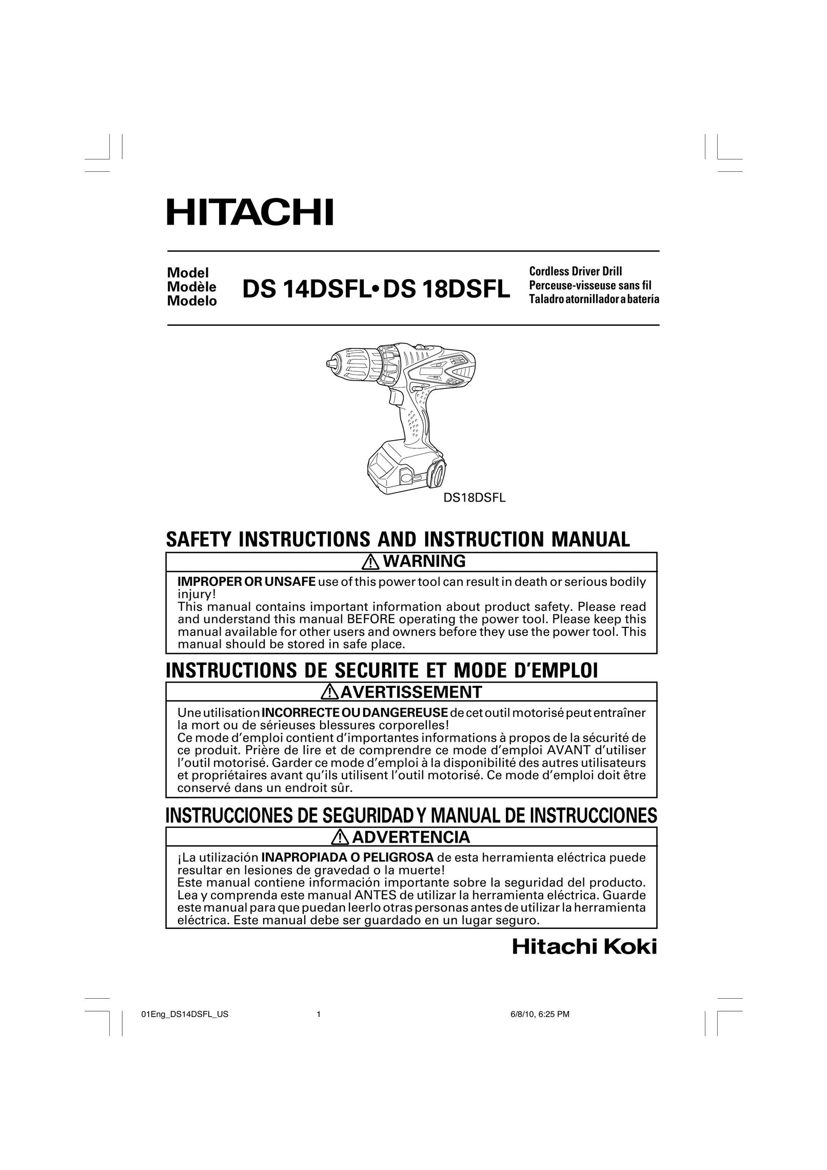 Hitachi DS 18DSFL Cordless Drill User Manual