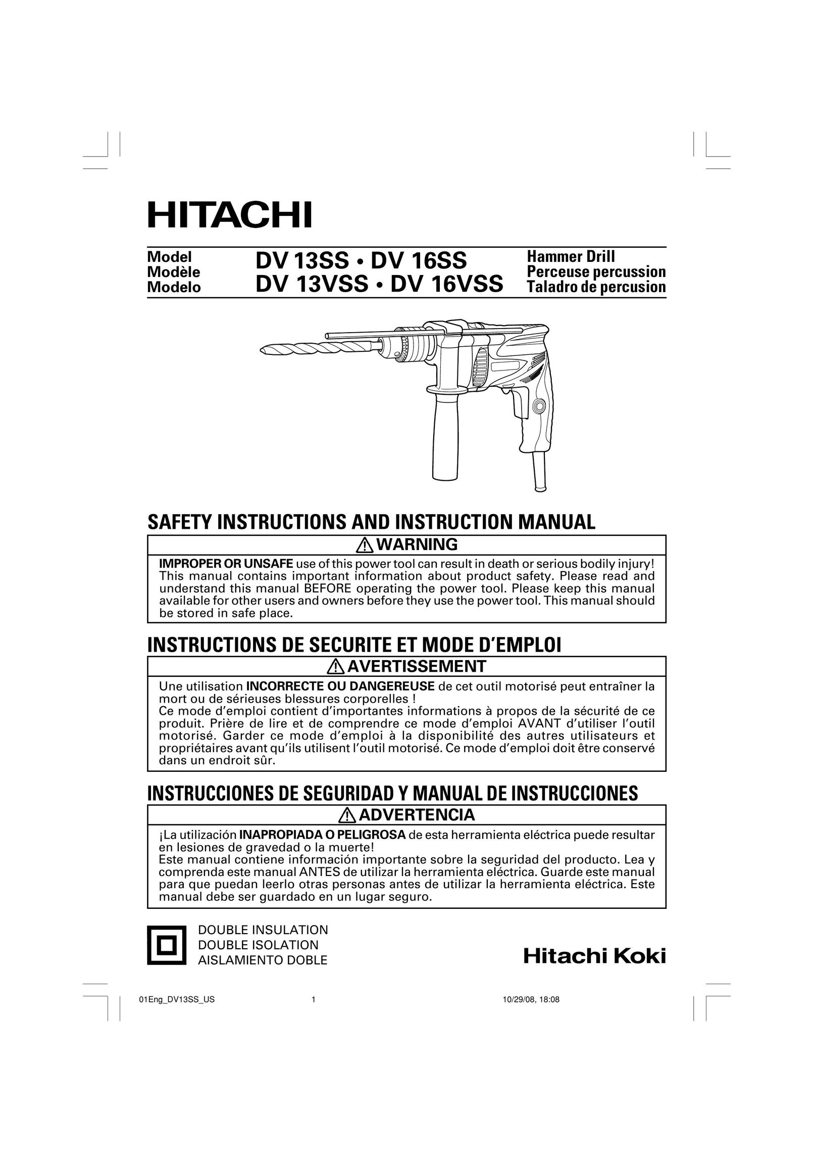 Hitachi DV 13VSS Cordless Drill User Manual
