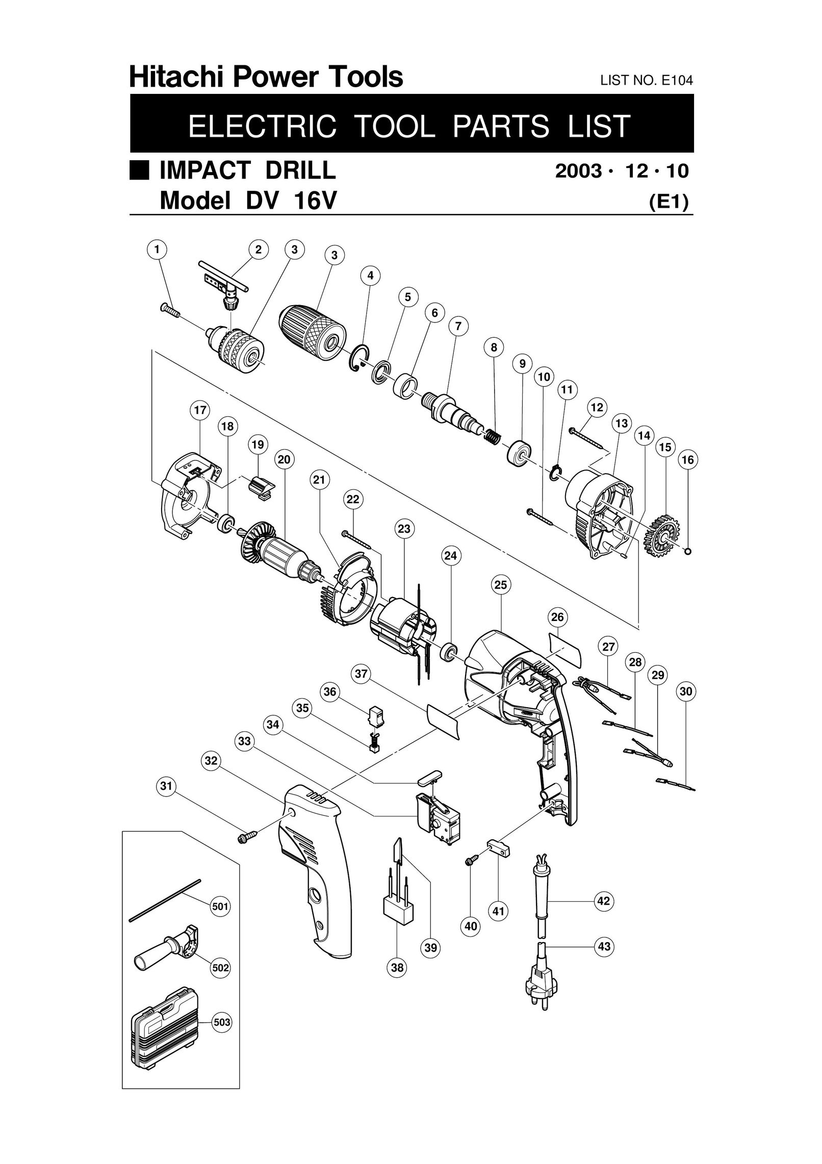 Hitachi e104 Cordless Drill User Manual