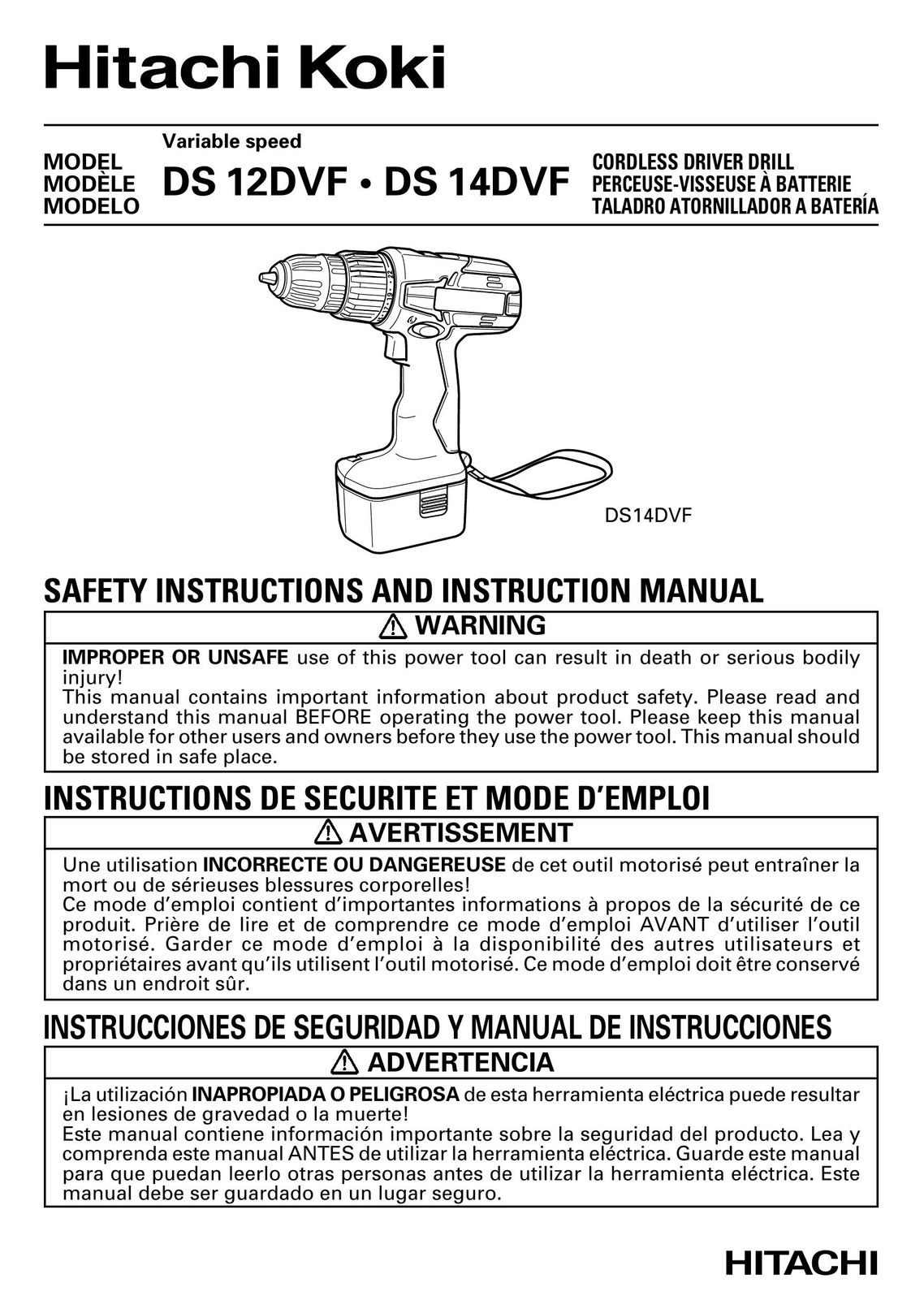 InFocus DS 14DVF Cordless Drill User Manual